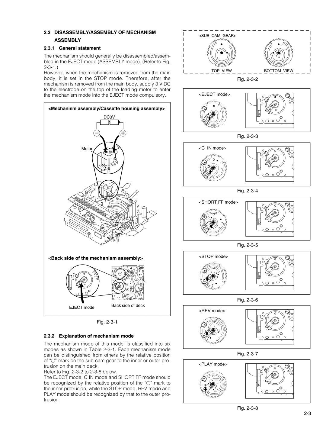 JVC GR-DVL220U DISASSEMBLY/ASSEMBLY of Mechanism Assembly, General statement, Mechanism assembly/Cassette housing assembly 