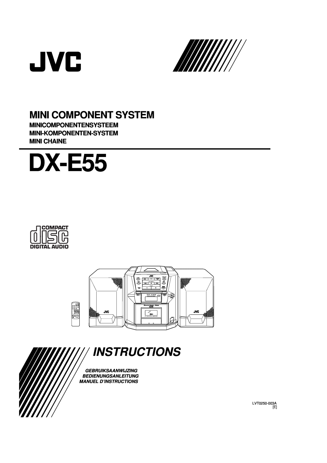 JVC DX-E55 manual Instructions, Mini Component System, Minicomponentensysteem Mini-Komponenten-System, Mini Chaine, Tape 
