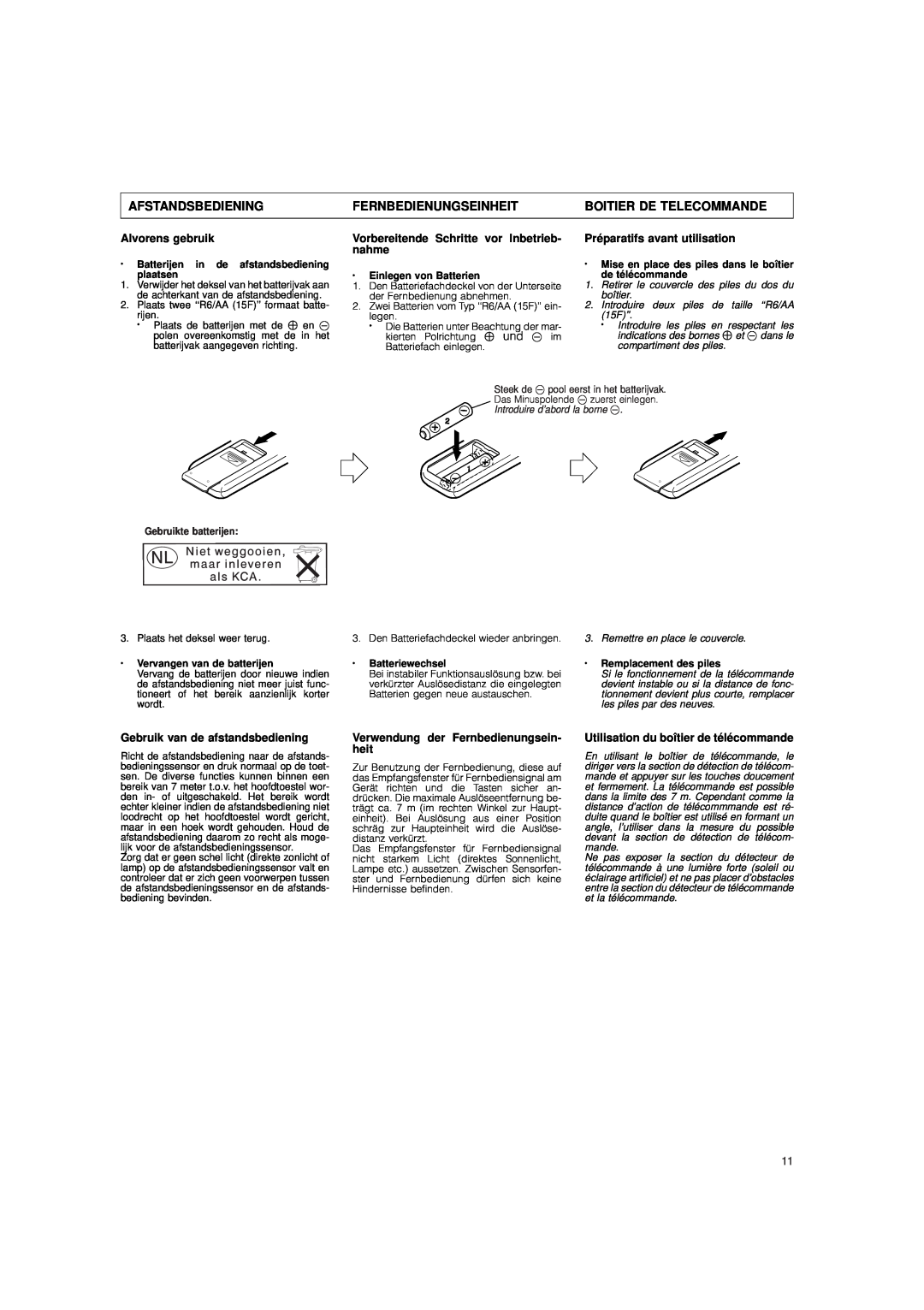 JVC DX-E55 manual Afstandsbediening, Fernbedienungseinheit, Boitier De Telecommande, Alvorens gebruik 