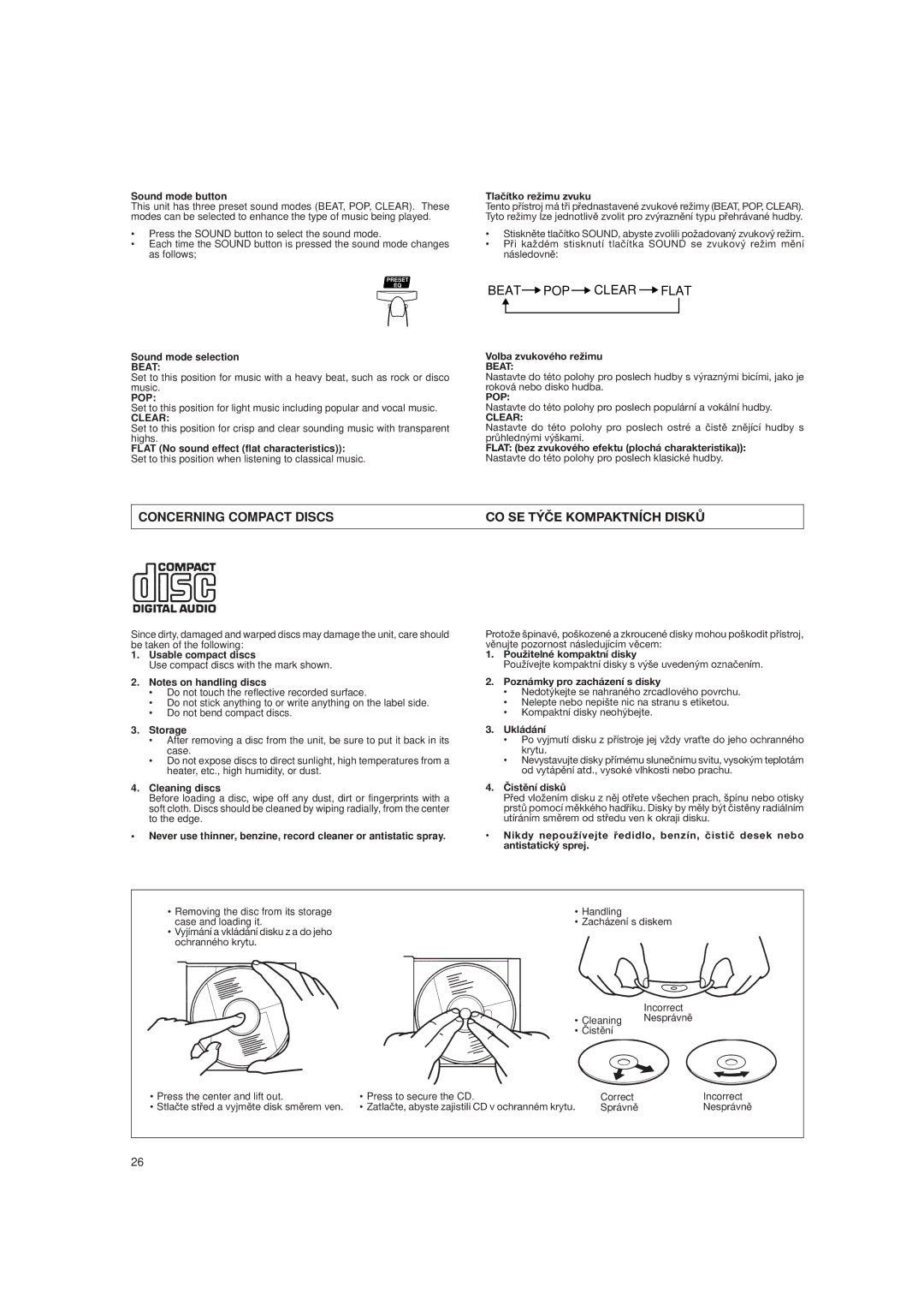 JVC DX-E55EV manual Concerning Compact Discs CO SE Týèe Kompaktních Diskù 