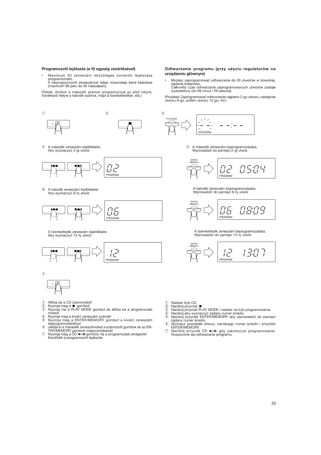 JVC DX-E55EV manual Programozott lejátszás a fõ egység vezérlésével 