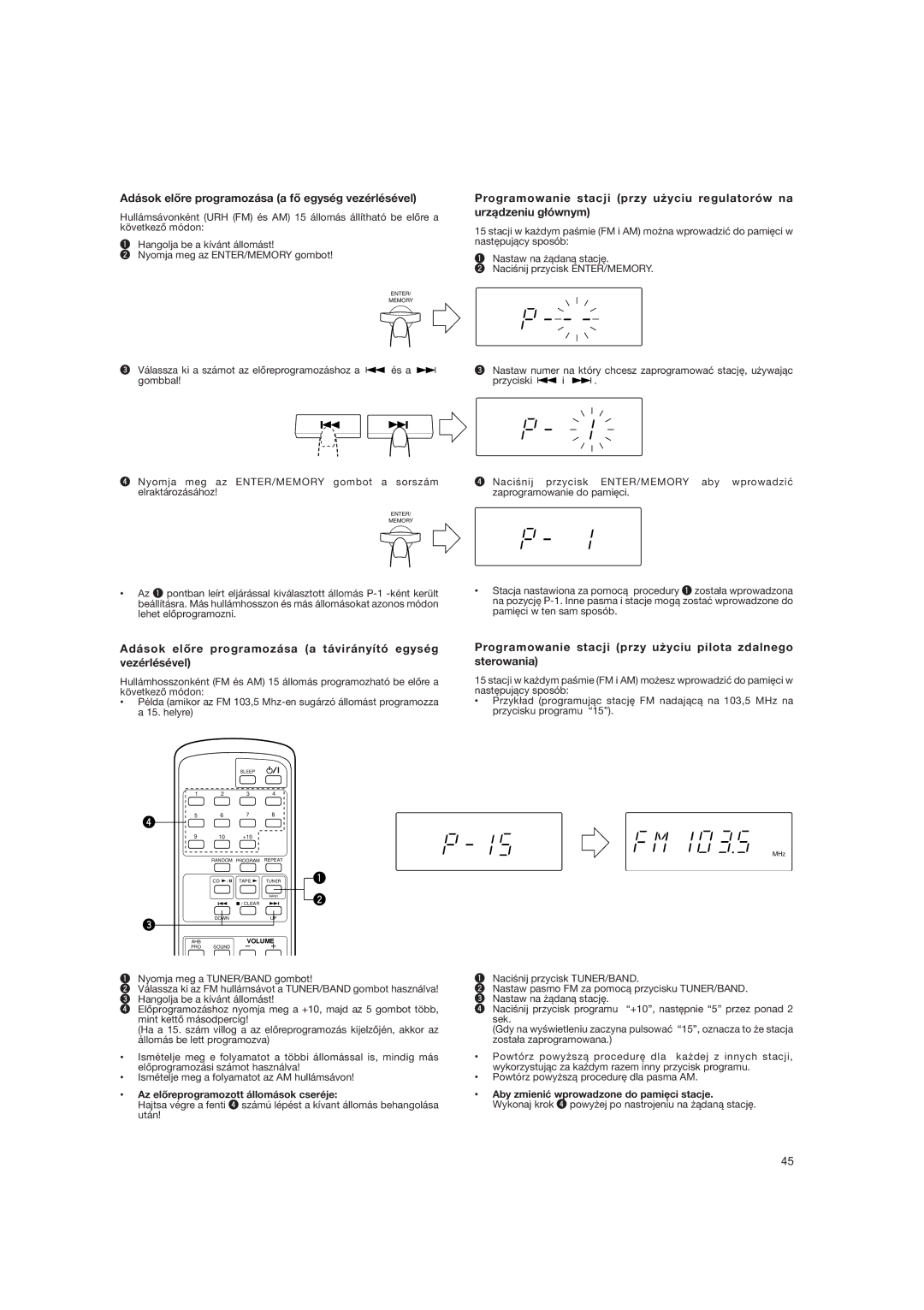 JVC DX-E55EV manual Adások elõre programozása a fõ egység vezérlésével, Az elõreprogramozott állomások cseréje 