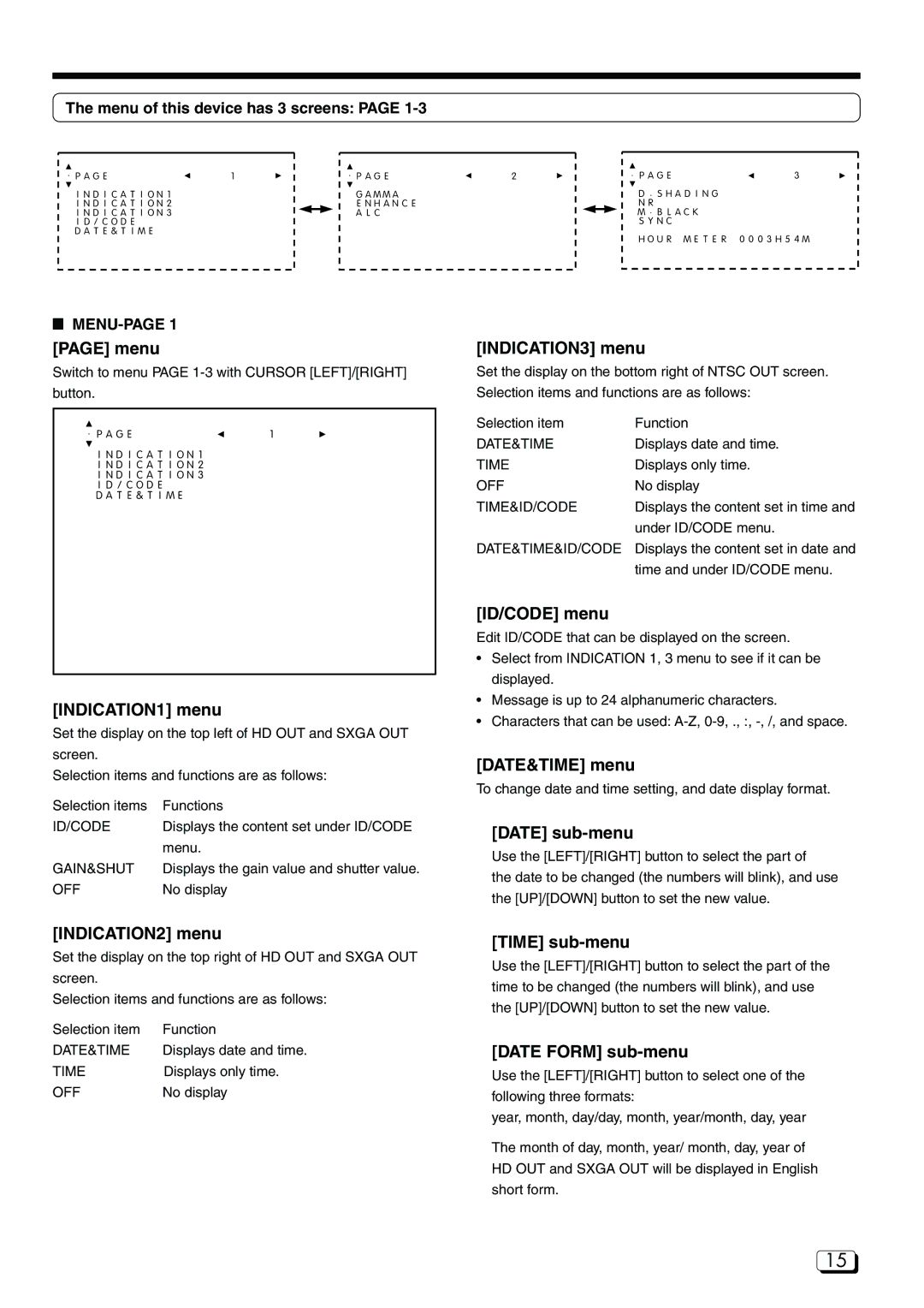 JVC DZ-VCA3U manual Menu of this device has 3 screens 