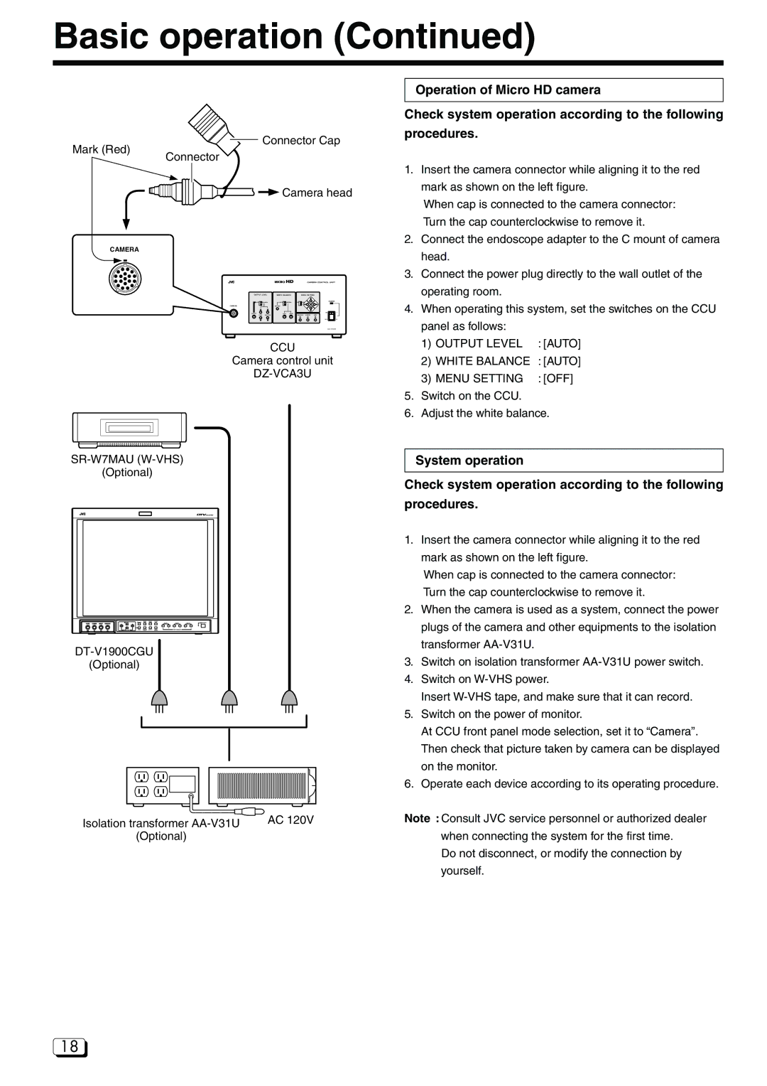 JVC manual Ccu, DZ-VCA3U SR-W7MAU W-VHS, DT-V1900CGU, Output Level, Menu Setting 