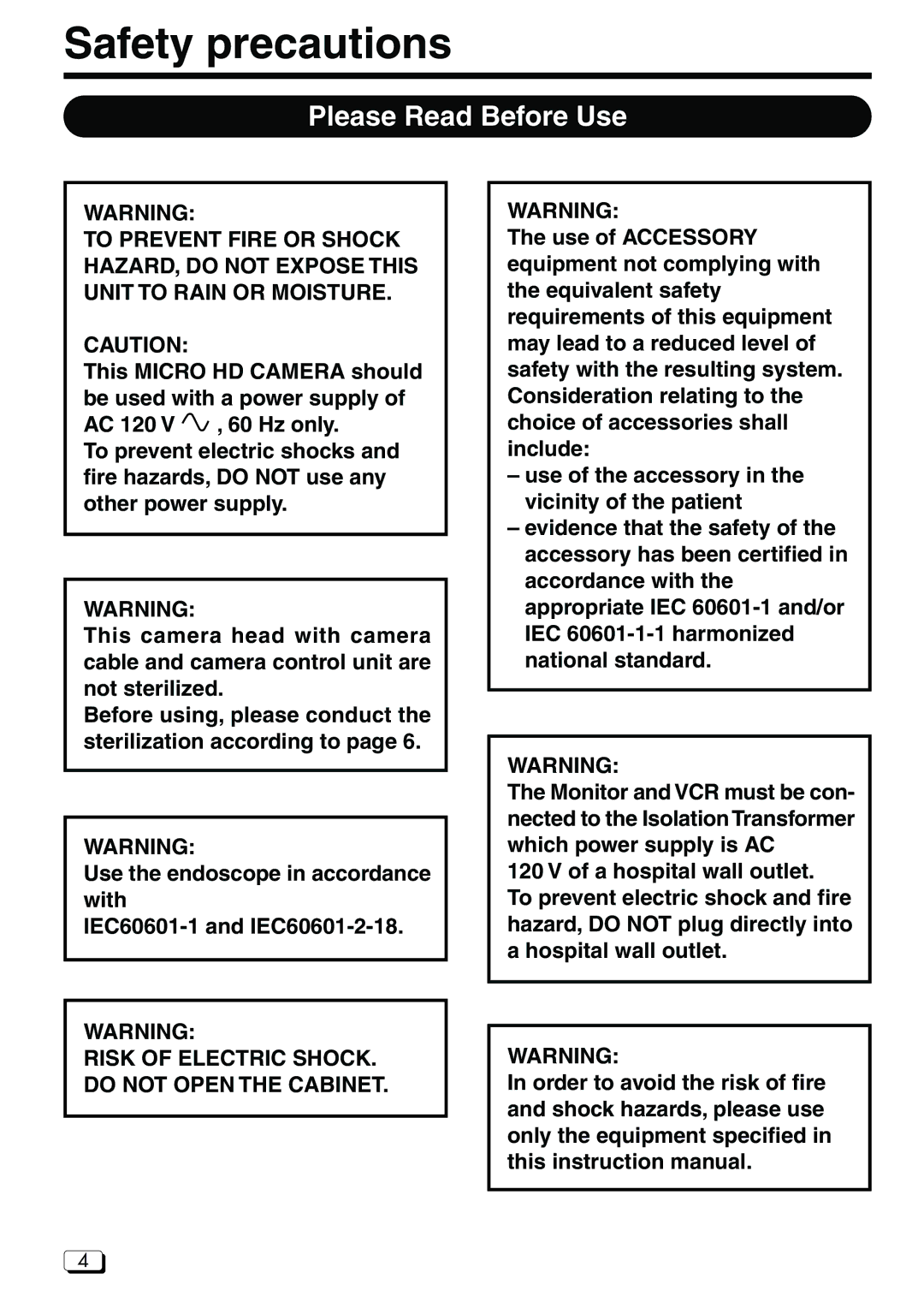 JVC DZ-VCA3U manual Safety precautions, Please Read Before Use 