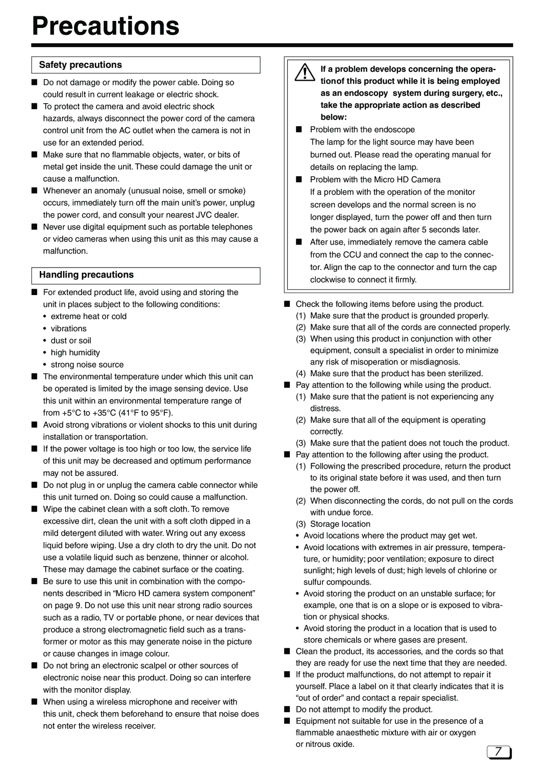 JVC DZ-VCA3U manual Precautions, Safety precautions, Handling precautions 