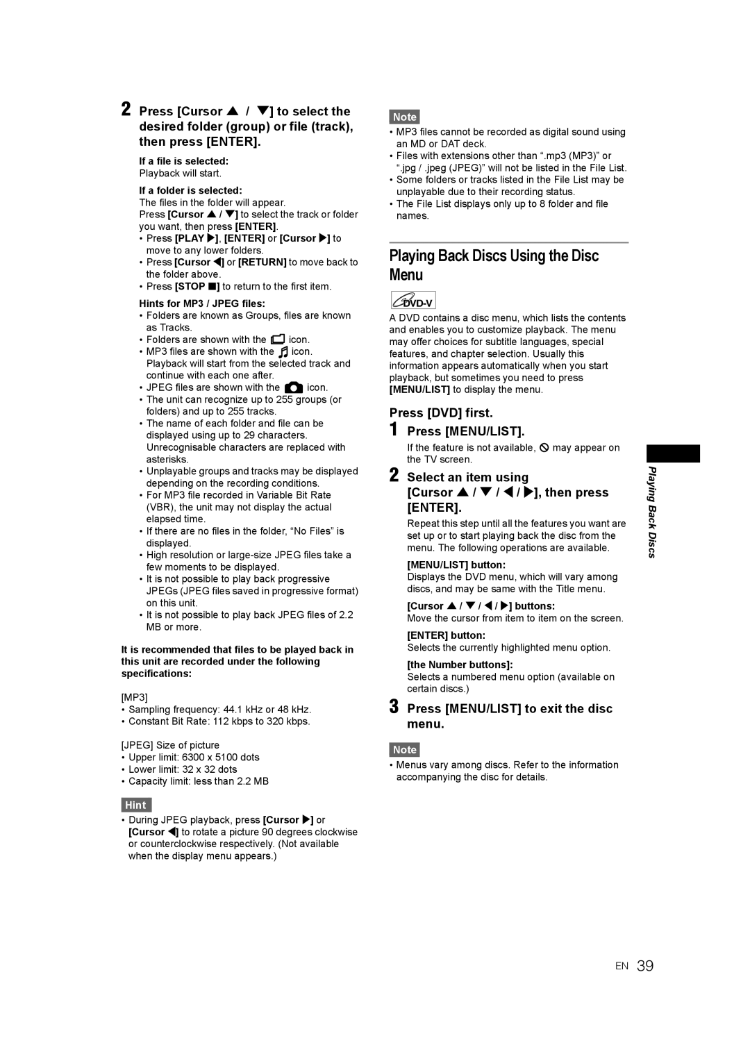 JVC 0905TNH-FN-FN, E9770ED/1VMN manual Playing Back Discs Using the Disc Menu, Press DVD first Press MENU/LIST 