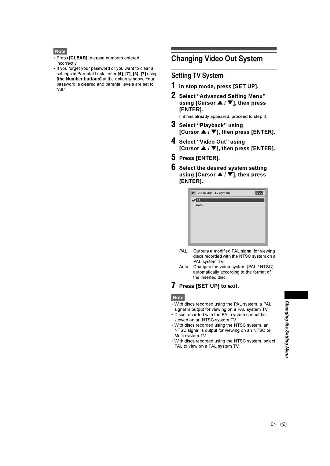 JVC 0905TNH-FN-FN, E9770ED/1VMN manual Changing Video Out System, Setting TV System 