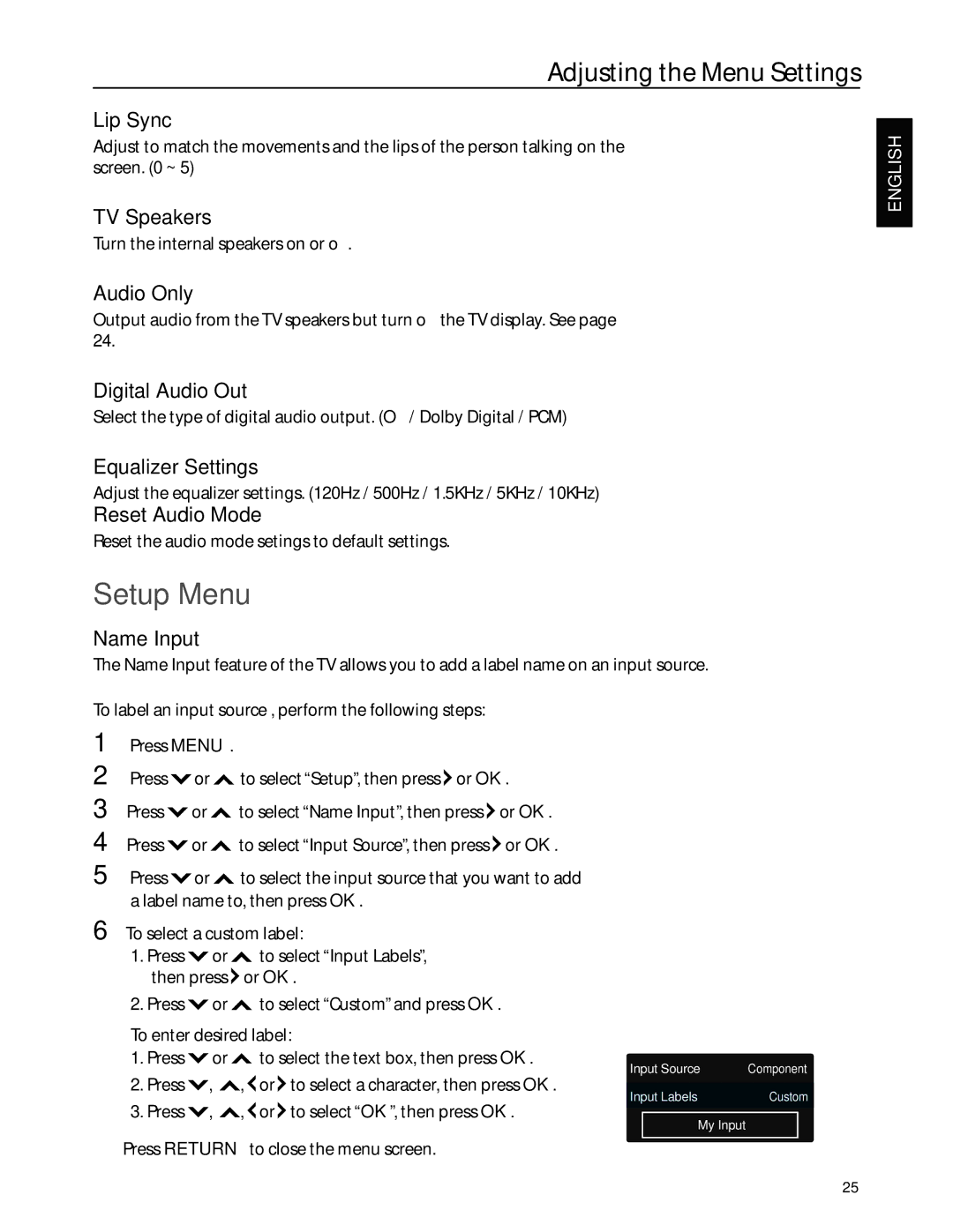 JVC EM37TB, EM32T user manual Setup Menu 