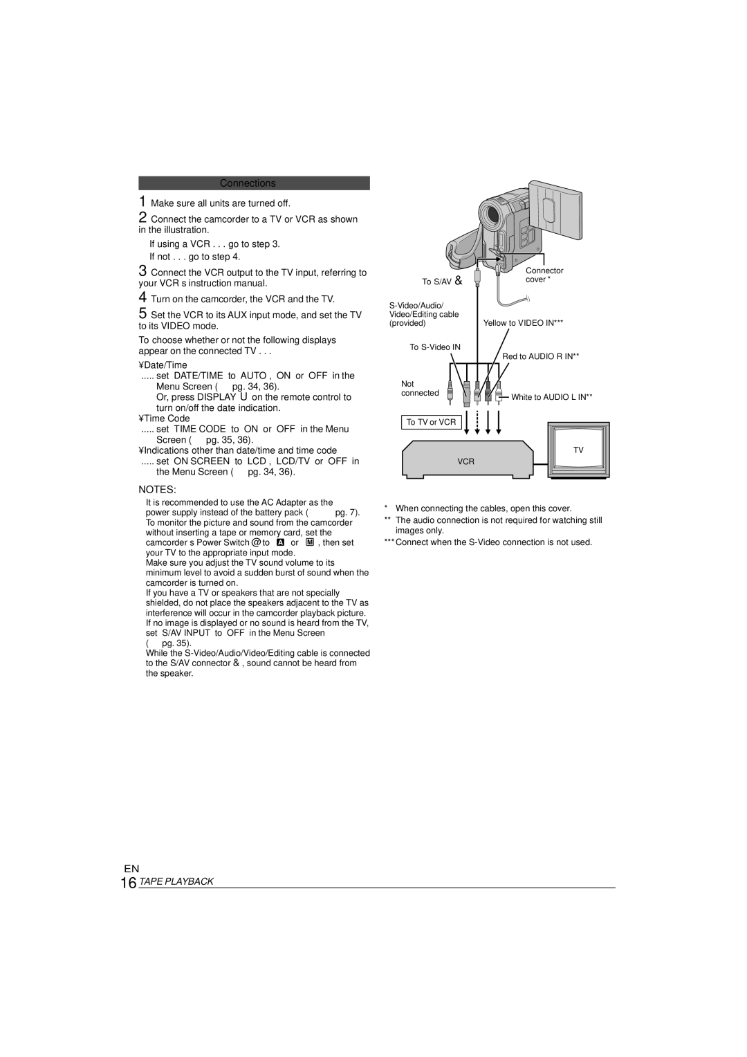 JVC ENLYT1127-001A, 0303-MK-ID-SN manual Connections, If using a VCR . . . go to step If not . . . go to step, To TV or VCR 