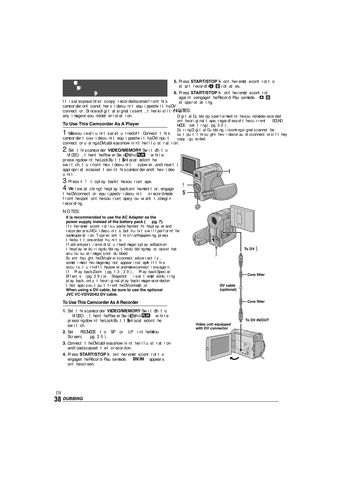 JVC ENLYT1127-001A, 0303-MK-ID-SN manual To DV Core filter DV cable optional To DV IN/OUT 