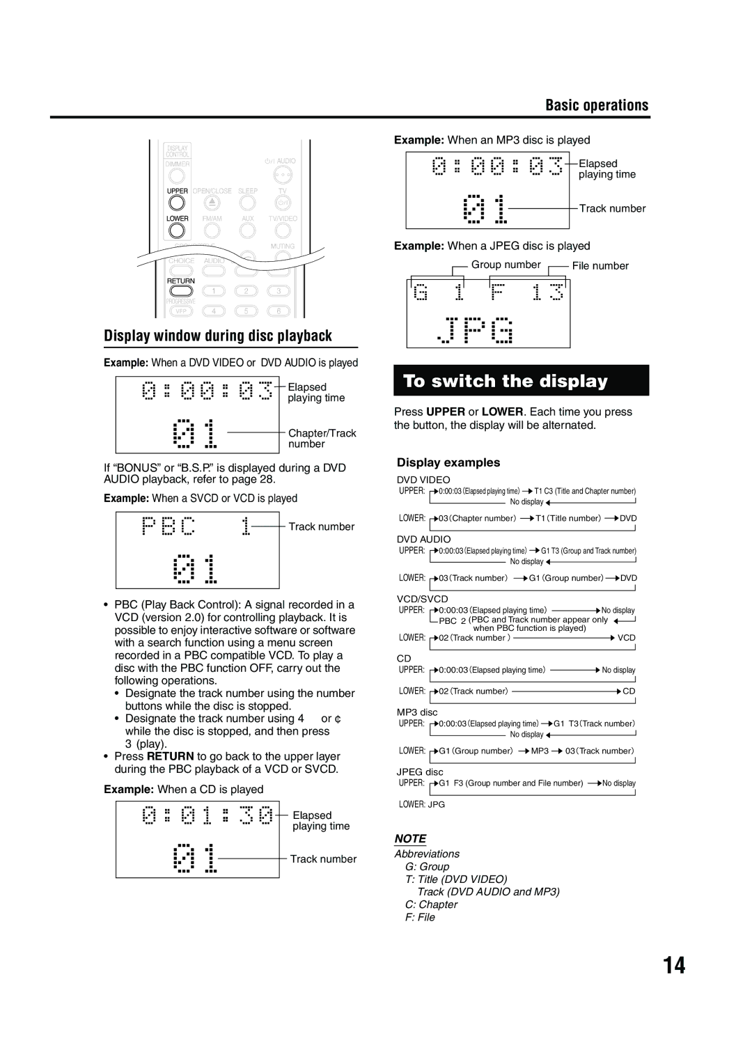 JVC EX-A1 manual Basic operations Display window during disc playback, Example When a DVD Video or DVD Audio is played 