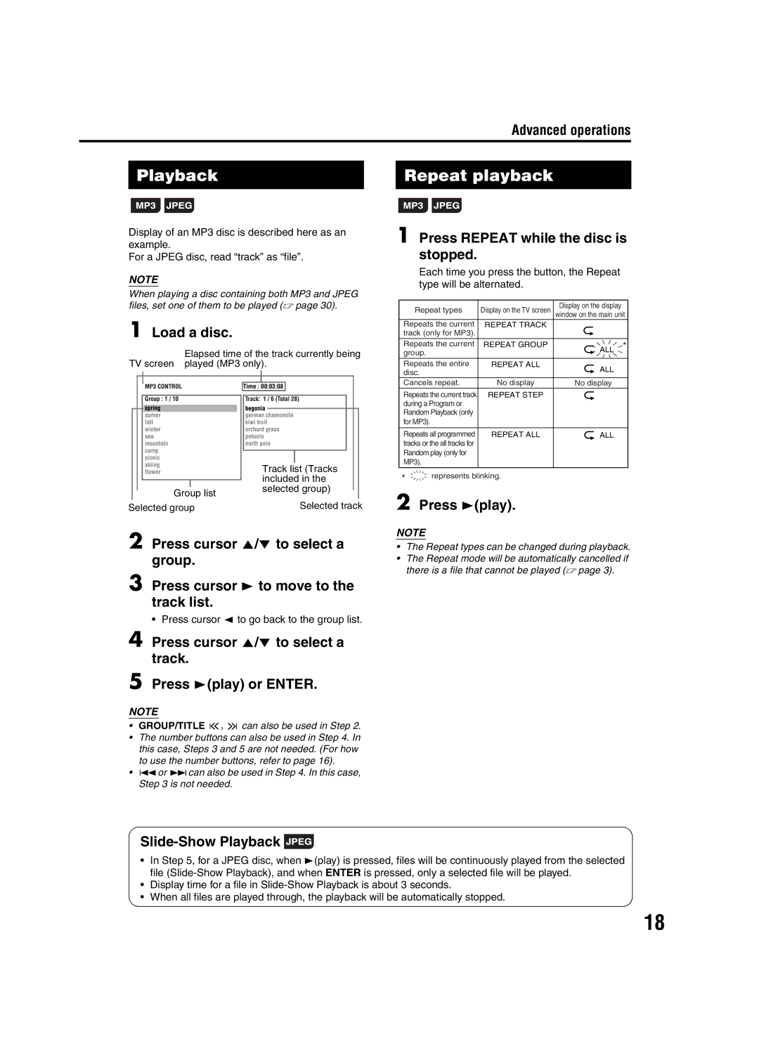 JVC EX-A1 manual Repeat Track 