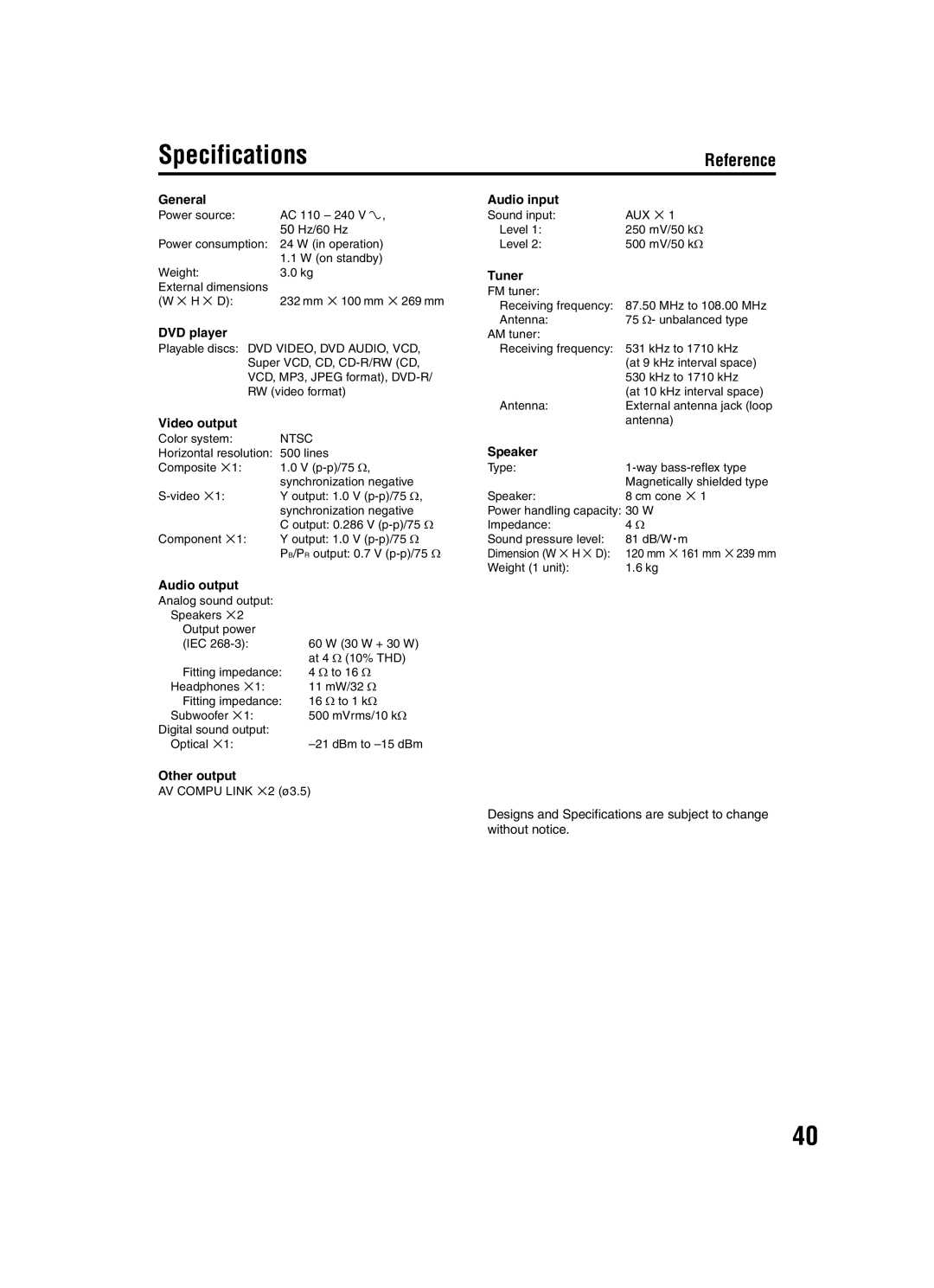 JVC EX-A1 manual Ntsc 