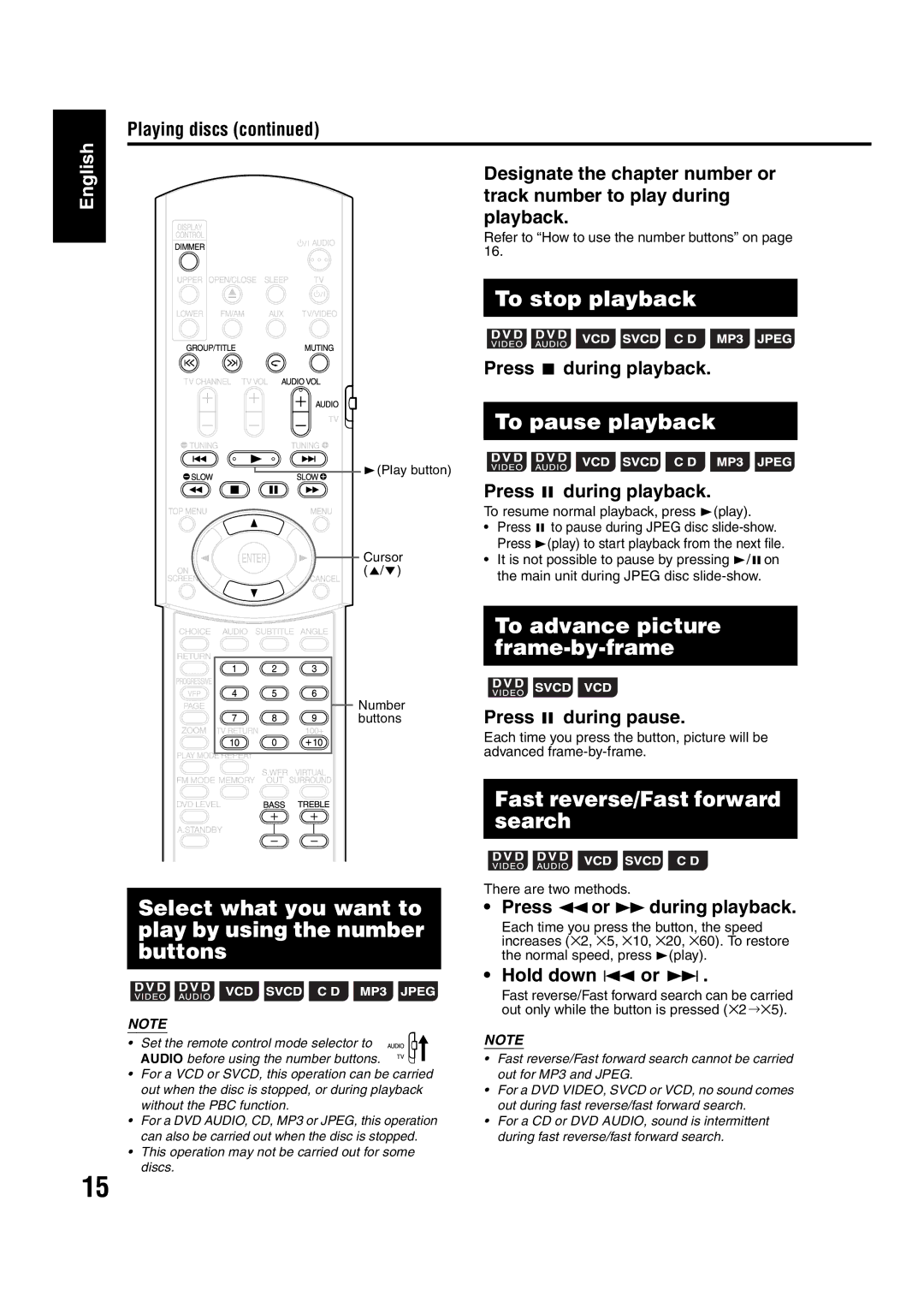 JVC EX-A1 manual To stop playback 