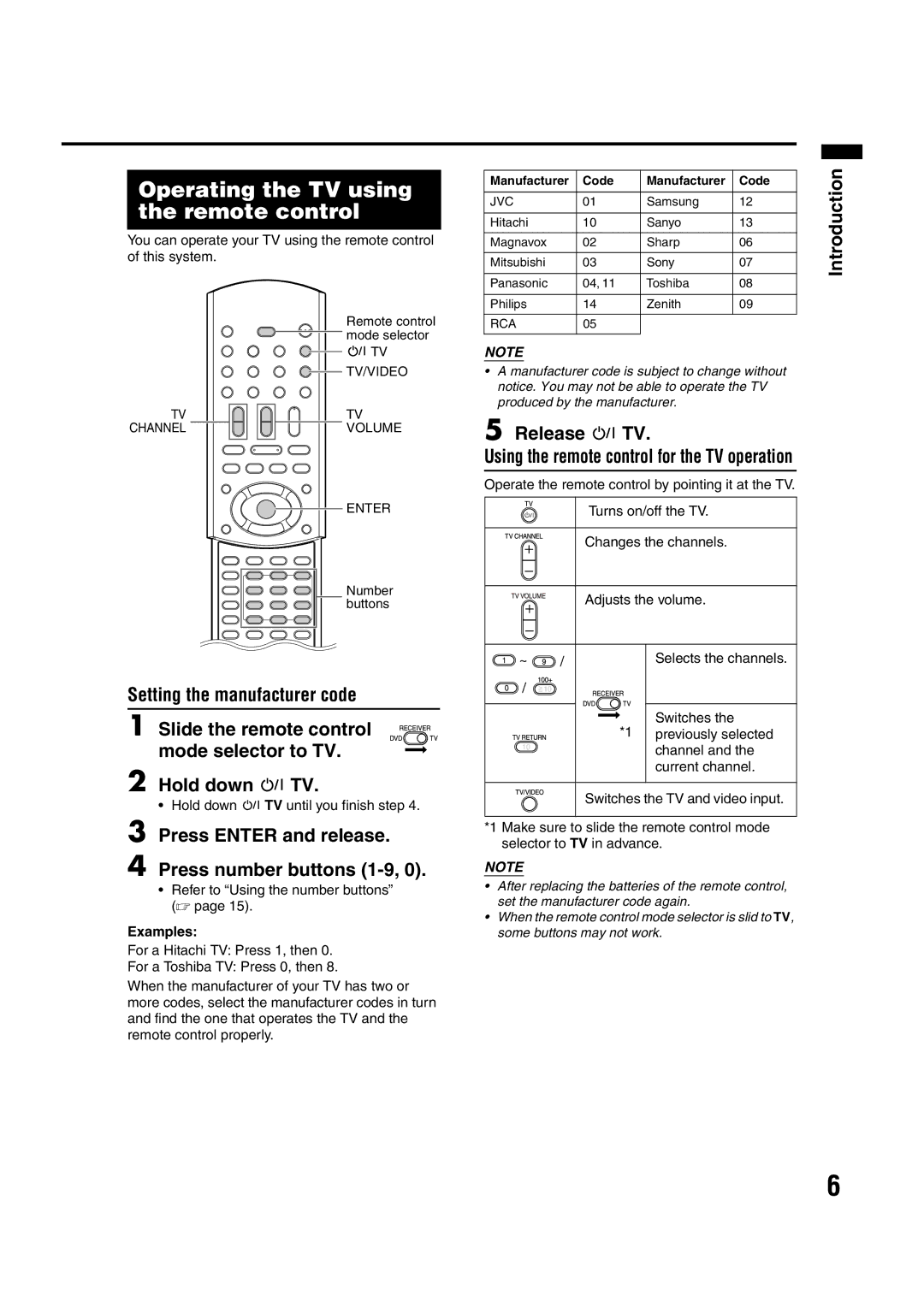 JVC EX-A10 manual Operating the TV using the remote control, Press Enter and release Press number buttons 1-9, Release FTV 