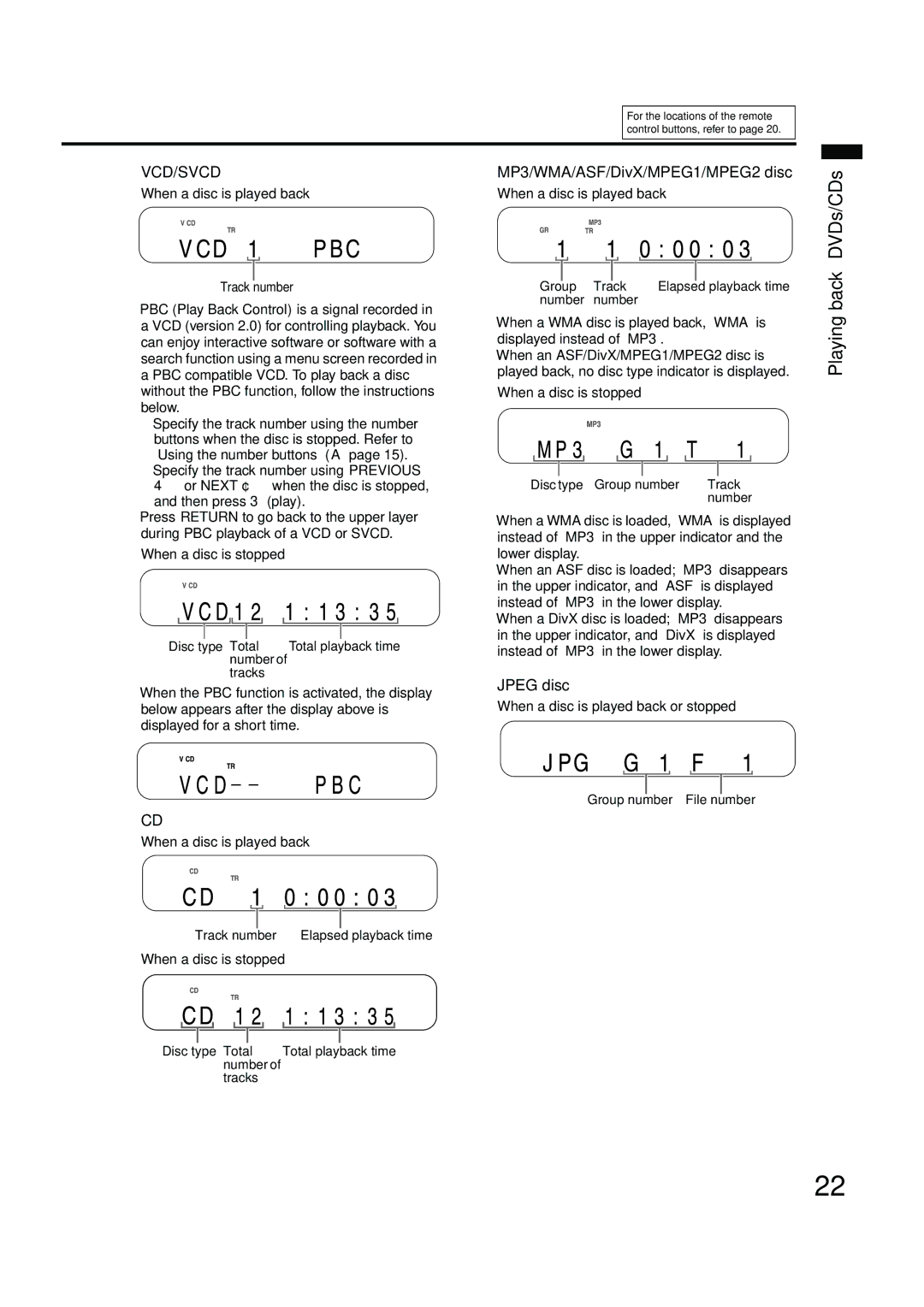 JVC EX-A10 manual Playing back DVDs/CDs 