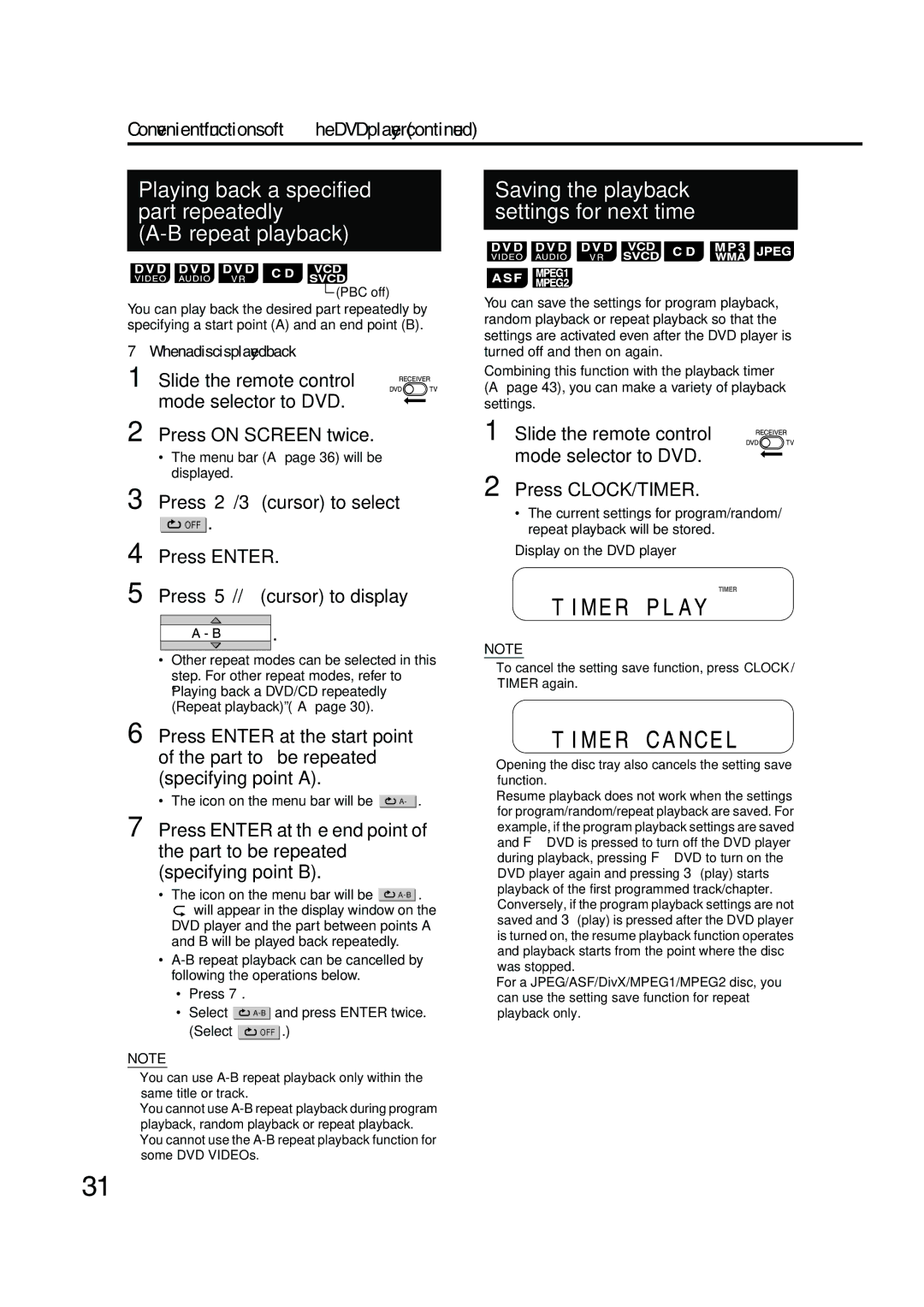 JVC EX-A10 manual Playing back a specified part repeatedly Repeat playback 