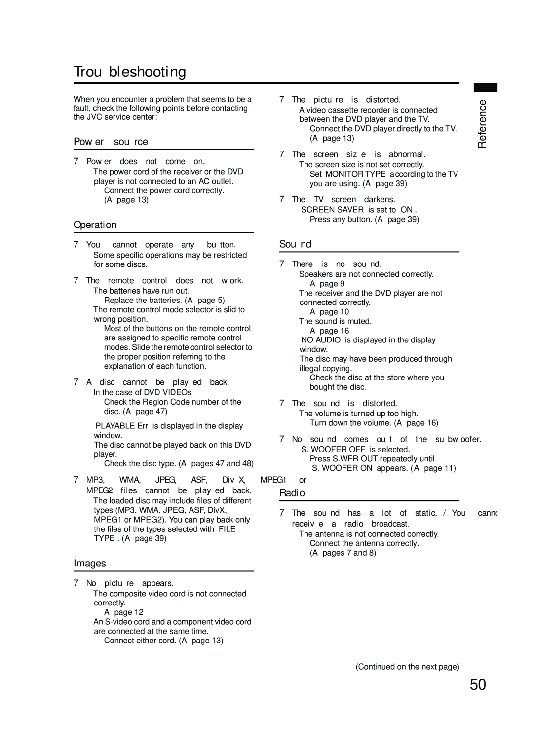 JVC EX-A10 manual Troubleshooting 