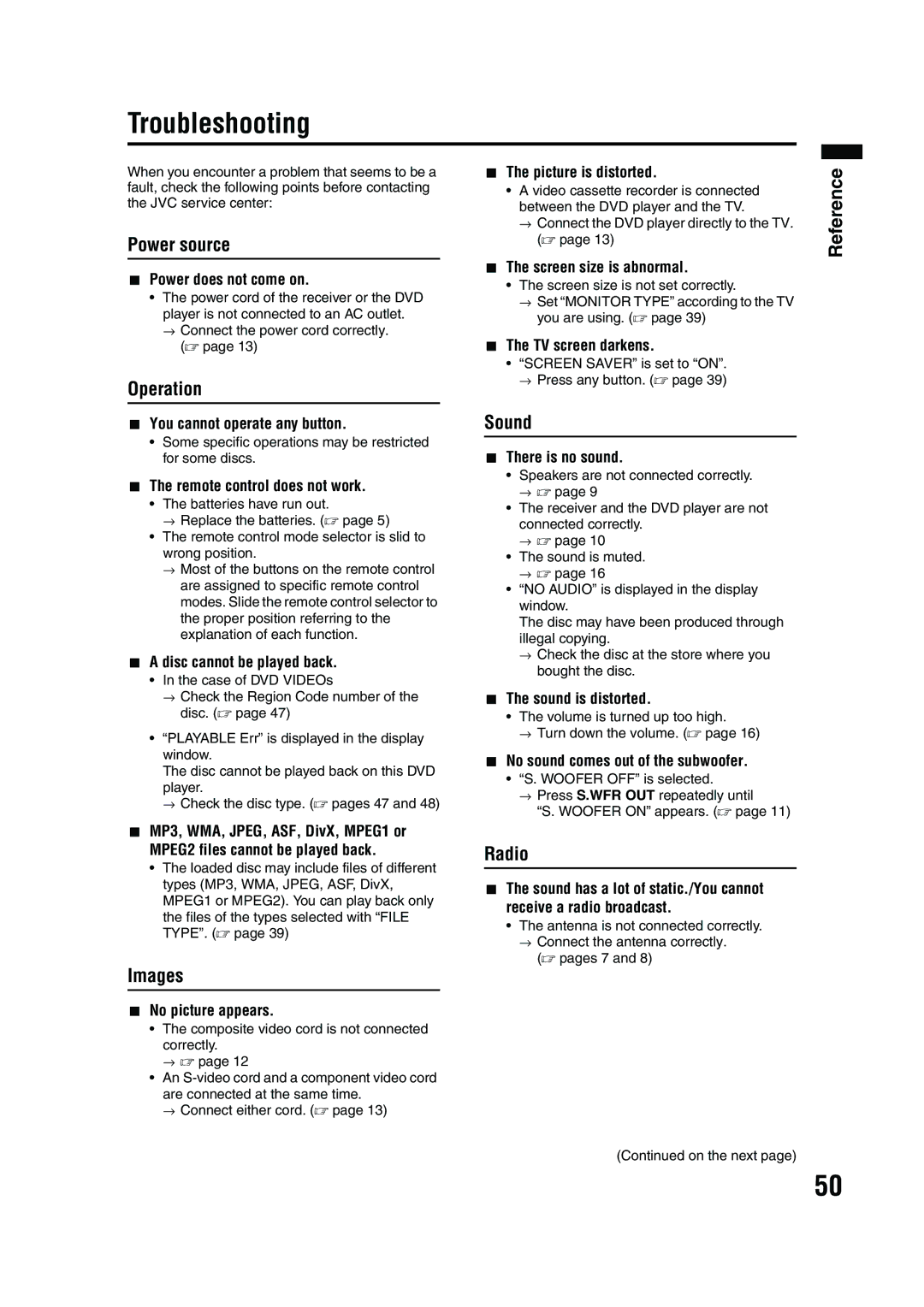 JVC EX-A10 manual Troubleshooting 