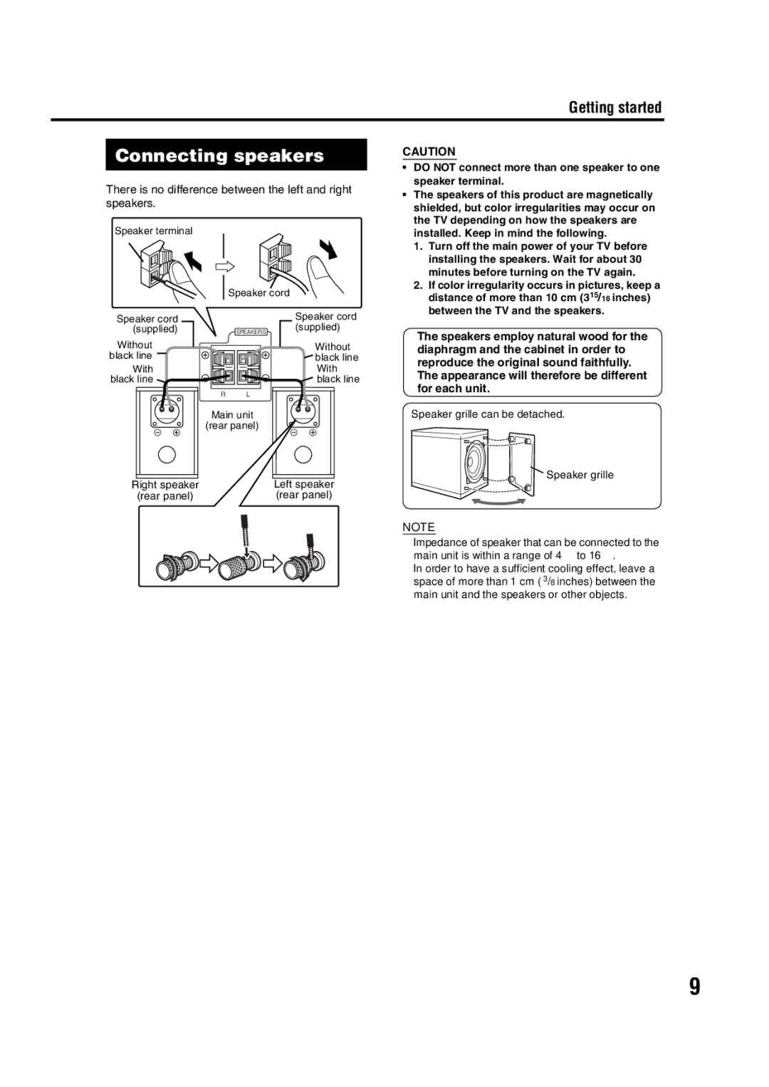 JVC EX-D11 manual Connecting speakers, There is no difference between the left and right speakers 