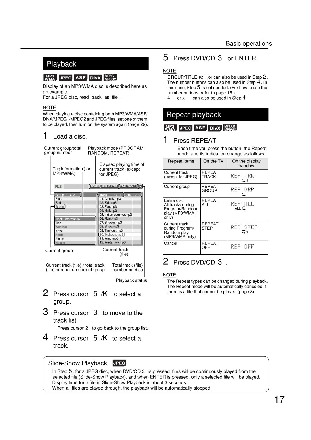 JVC EX-D11 manual Playback 