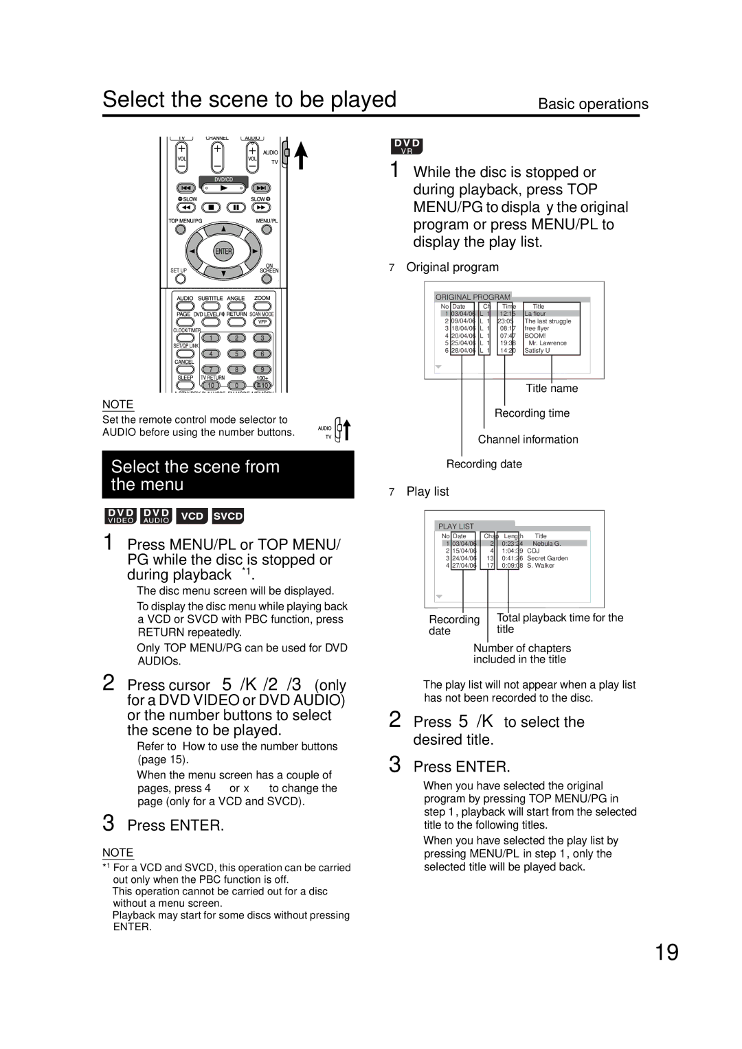 JVC EX-D11 manual Select the scene to be played 