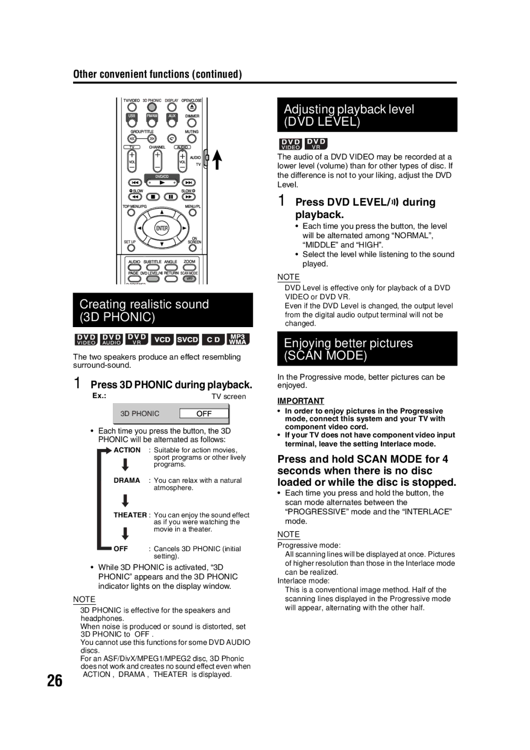 JVC EX-D11 manual Creating realistic sound 3D Phonic 