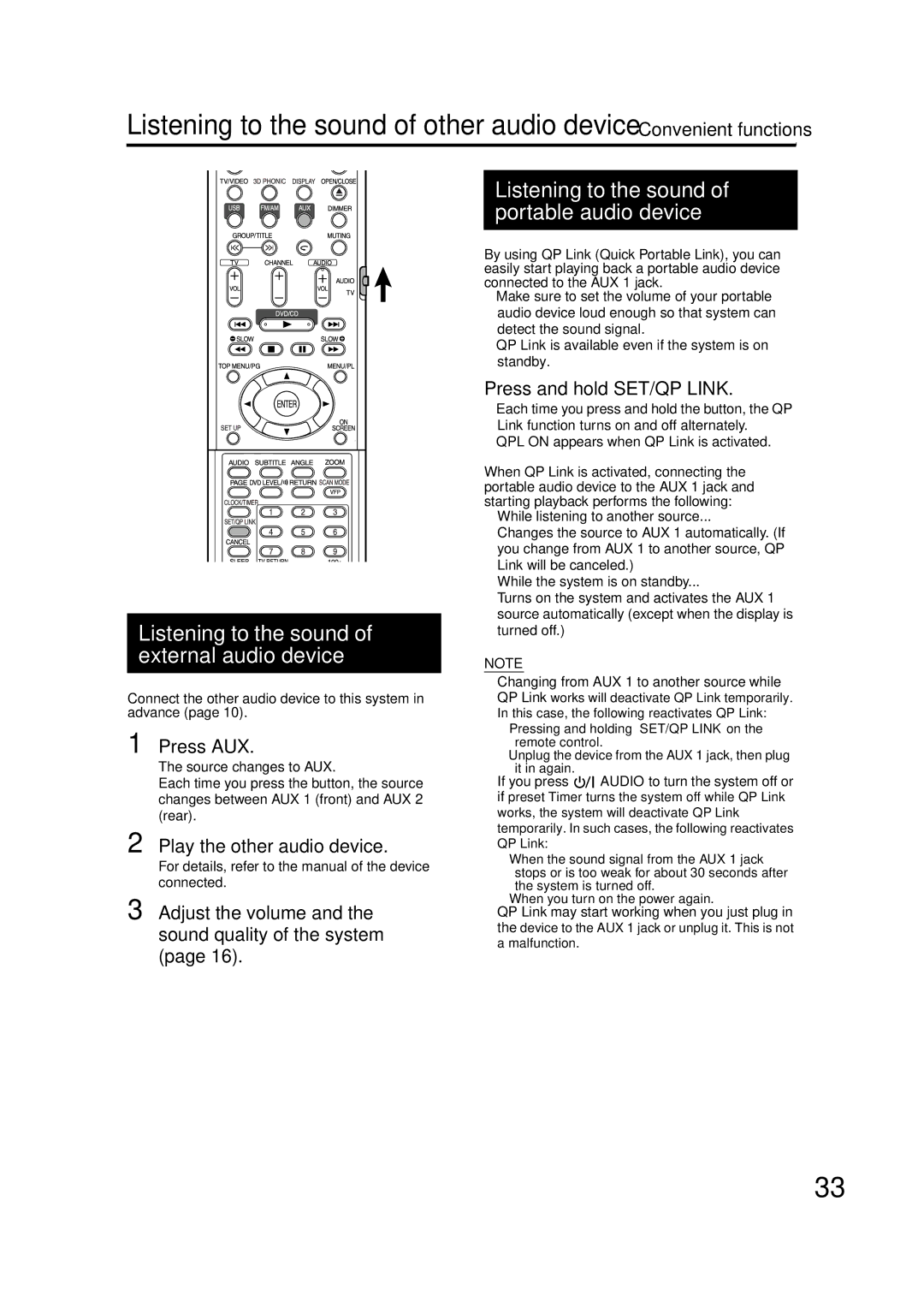 JVC EX-D11 manual Listening to the sound of other audio device 