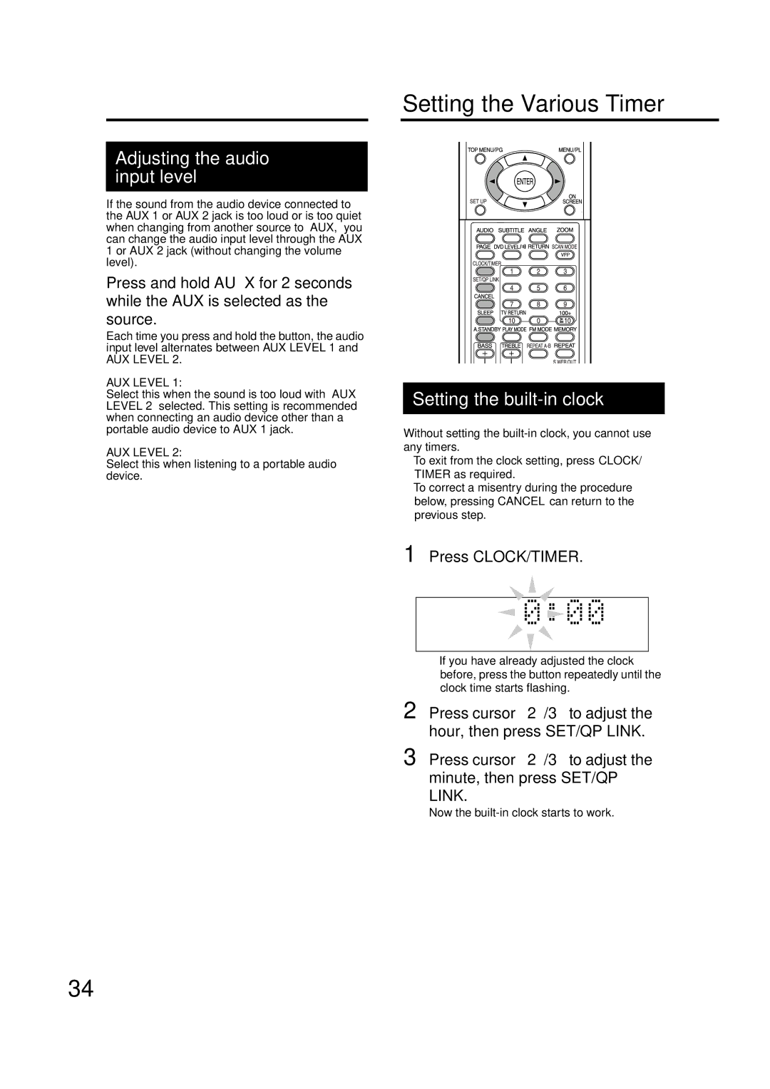 JVC EX-D11 manual Setting the Various Timer 