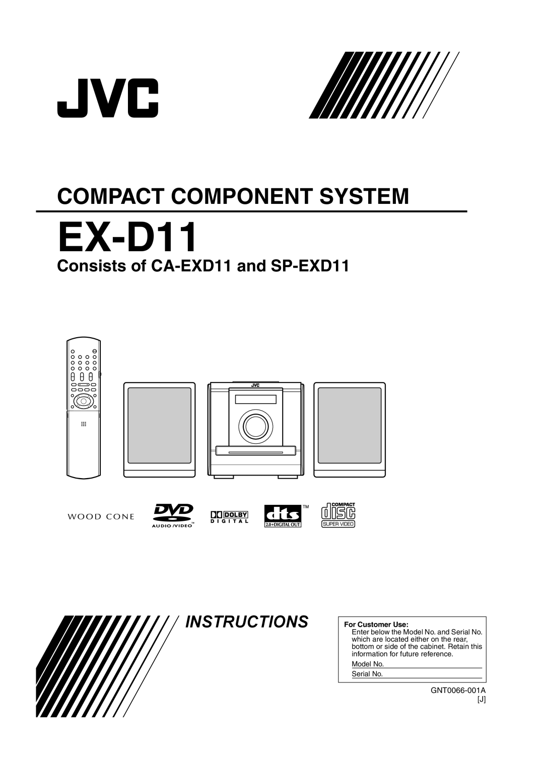 JVC EX-D11 manual Compact Component System, Consists of CA-EXD11and SP-EXD11, Instructions 