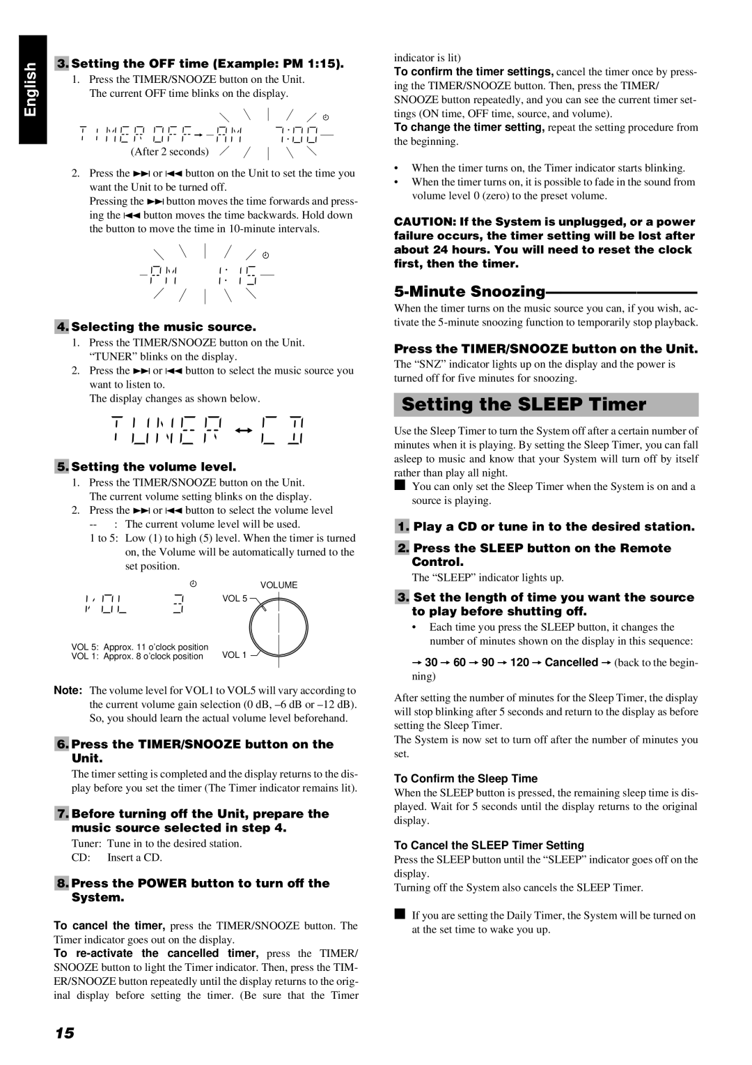 JVC FS-8000 manual Setting the Sleep Timer, Minute Snoozing 