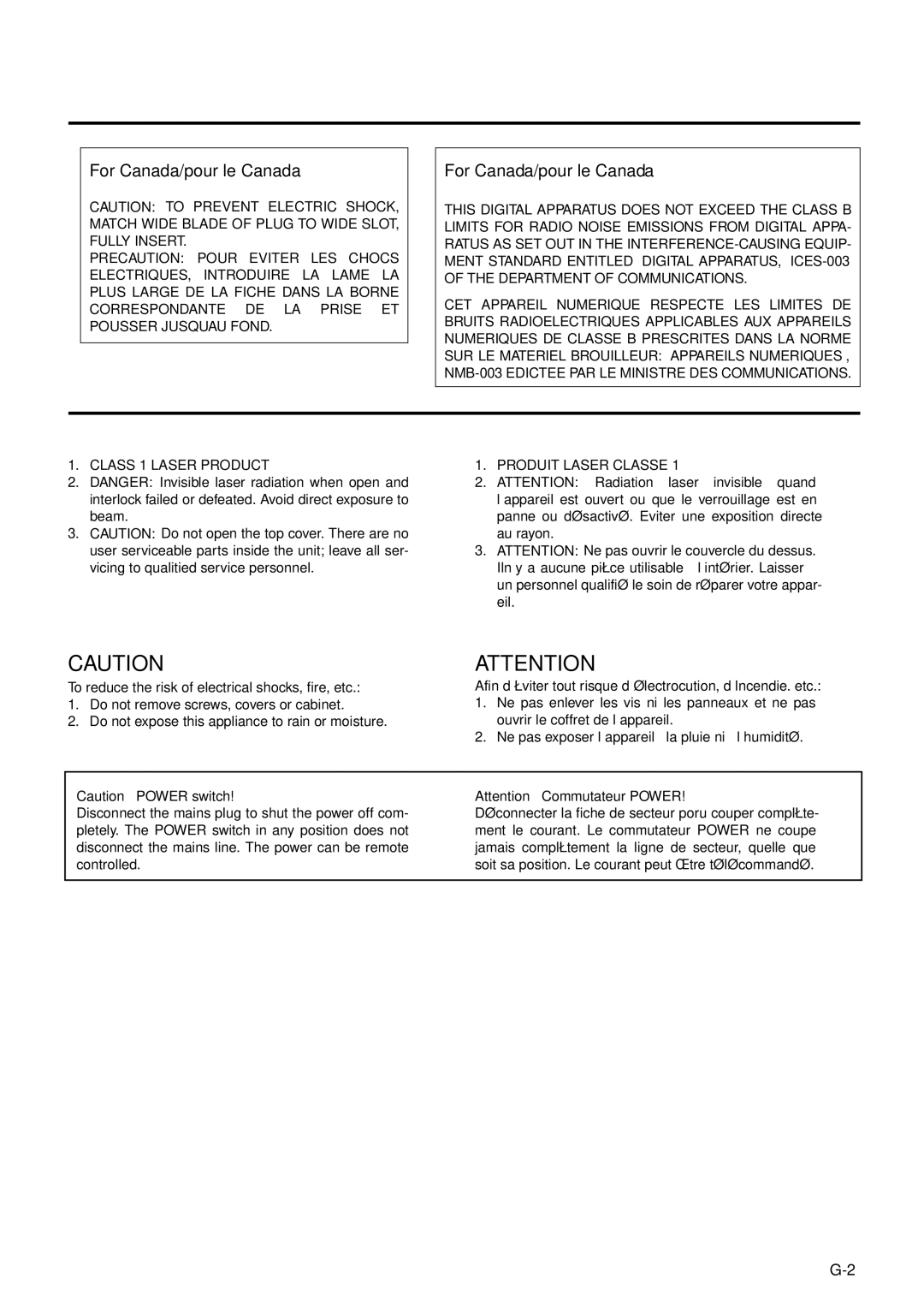 JVC FS-8000 manual For Canada/pour le Canada 