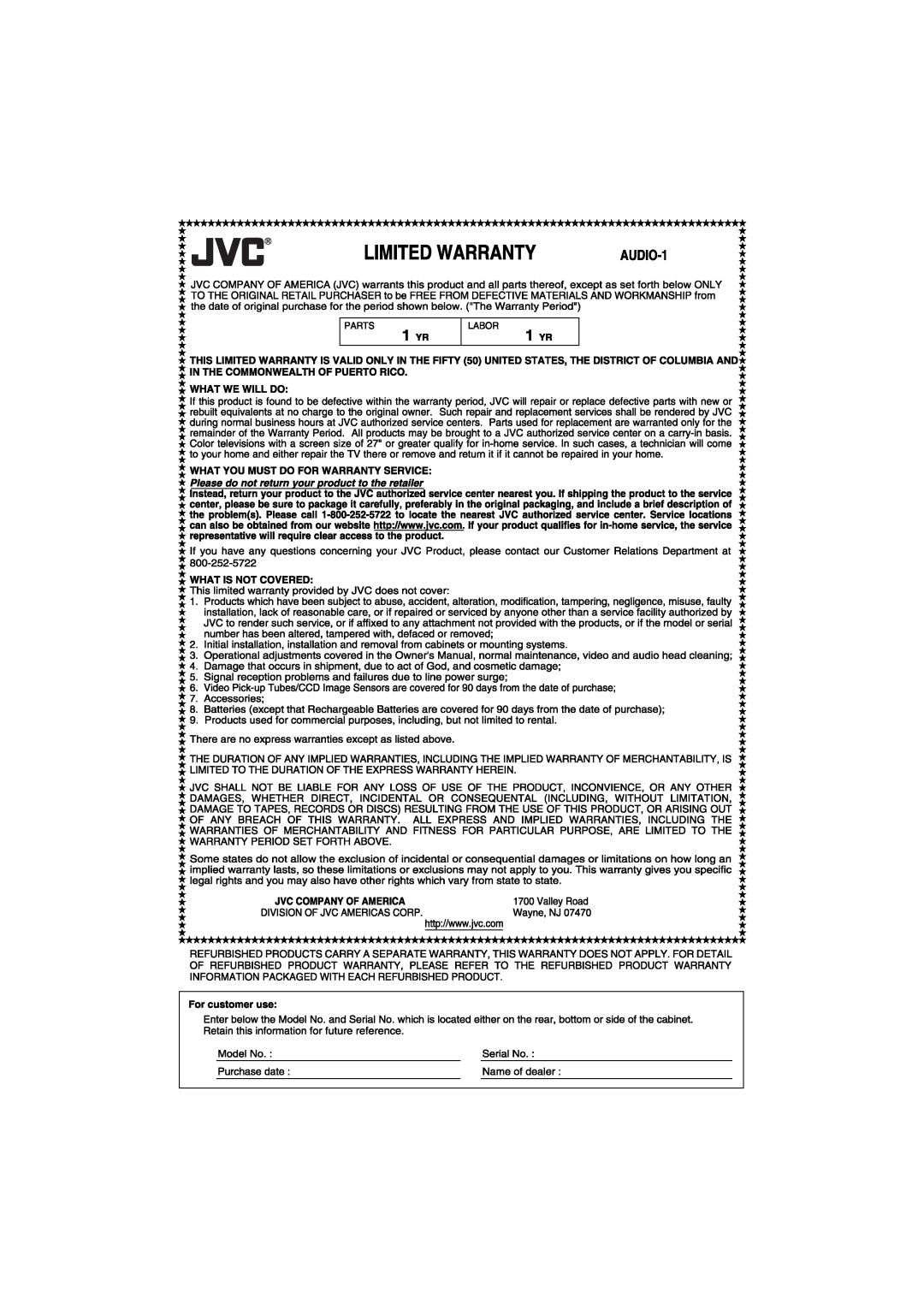 JVC FS-G2 manual 