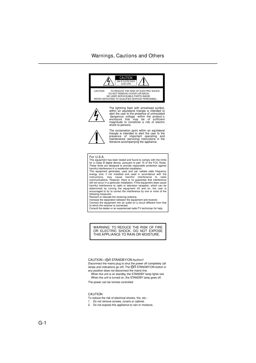 JVC FS-H10 manual For U.S.A 