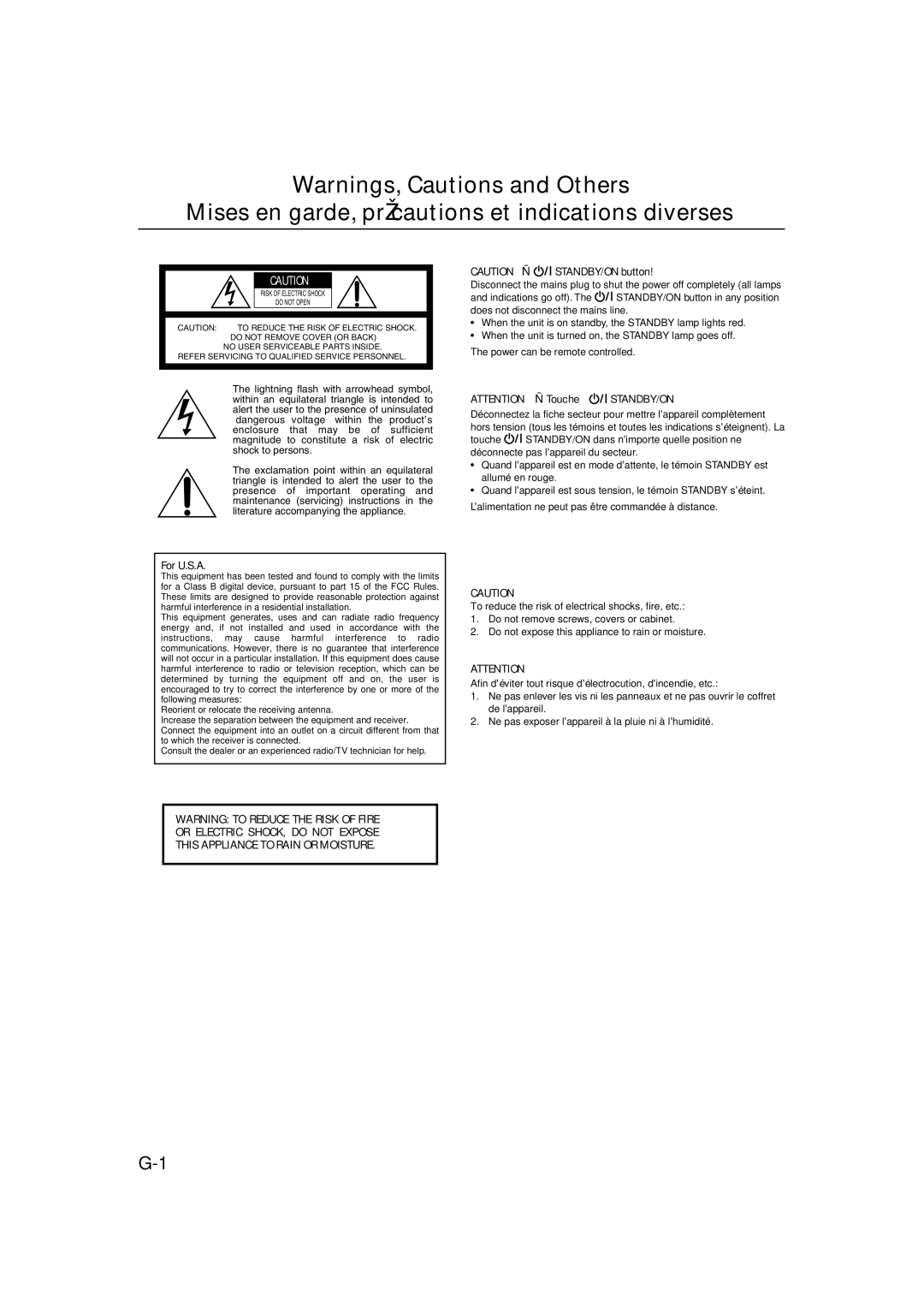 JVC FS-H10 manual Mises en garde, précautions et indications diverses 