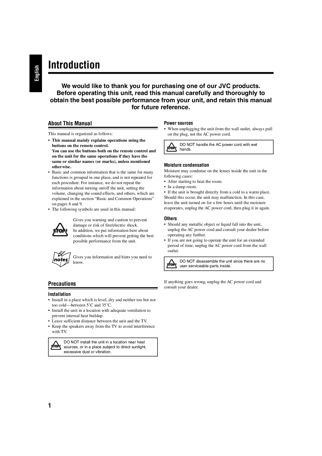 JVC FS-H10 manual English 