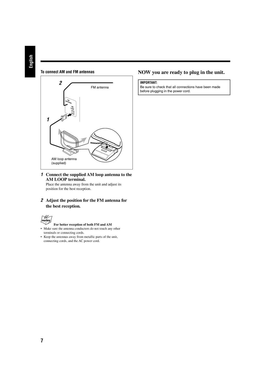 JVC FS-H10 manual NOW you are ready to plug in the unit 