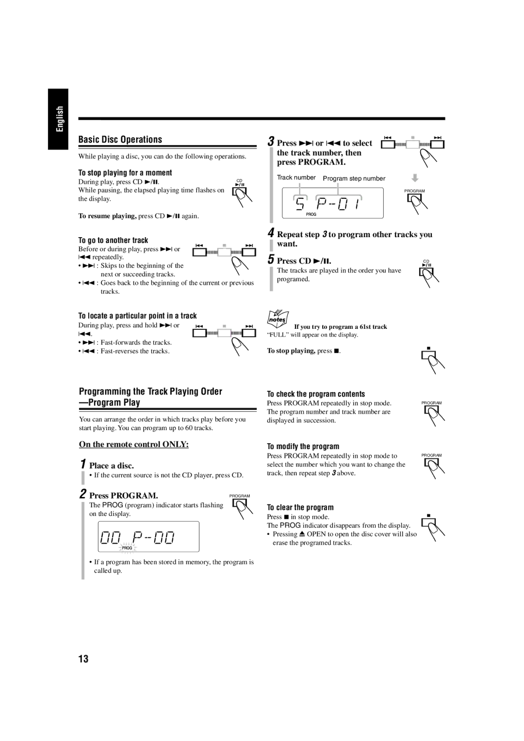 JVC FS-H10 manual Basic Disc Operations 