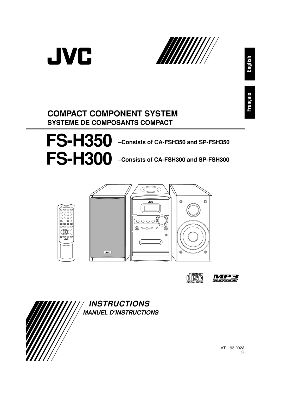 JVC Manuel D’Instructions, English Français, FS-H350 FS-H300, Compact Component System, Systeme De Composants Compact 