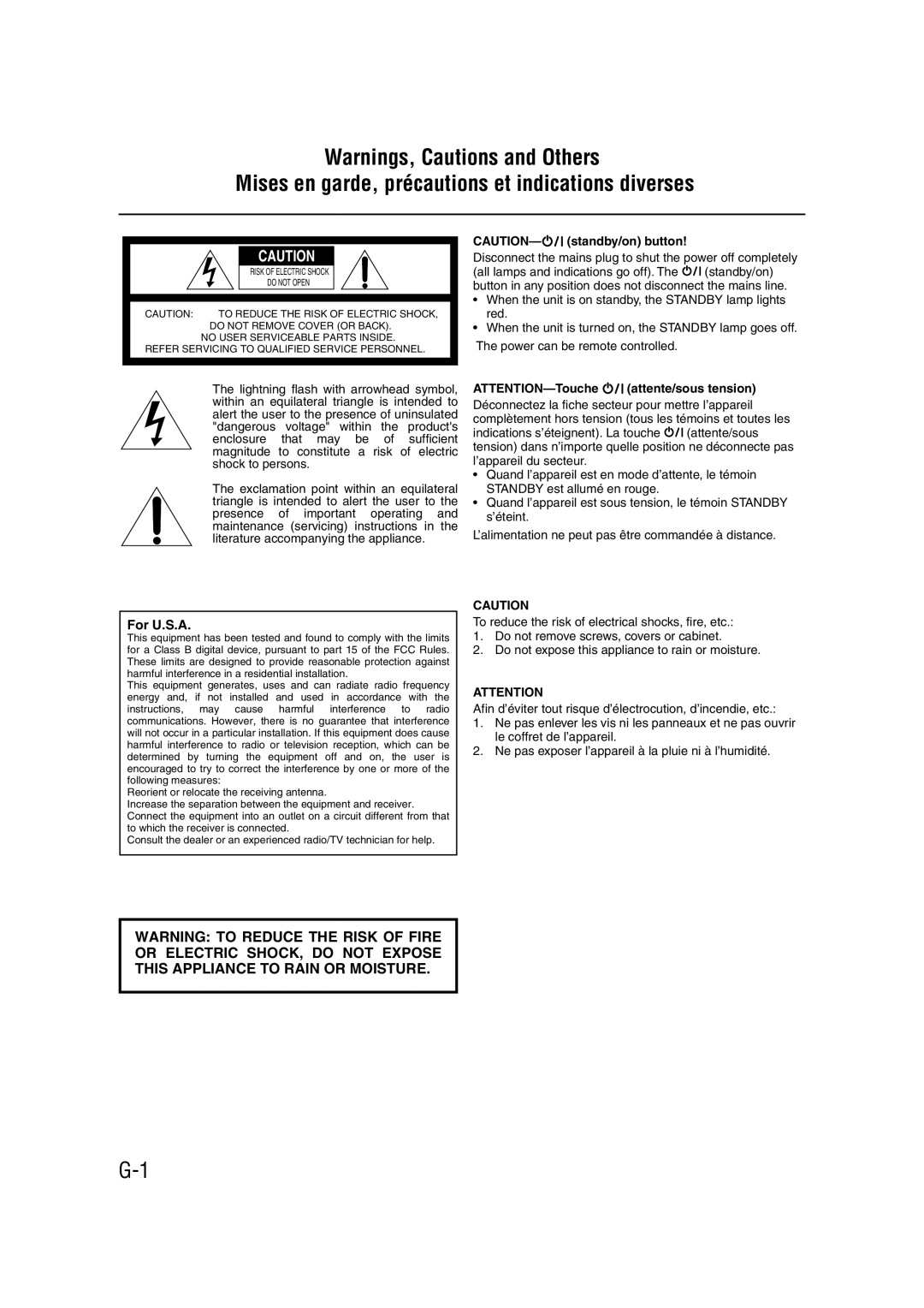 JVC FS-H35 manual Mises en garde, précautions et indications diverses 