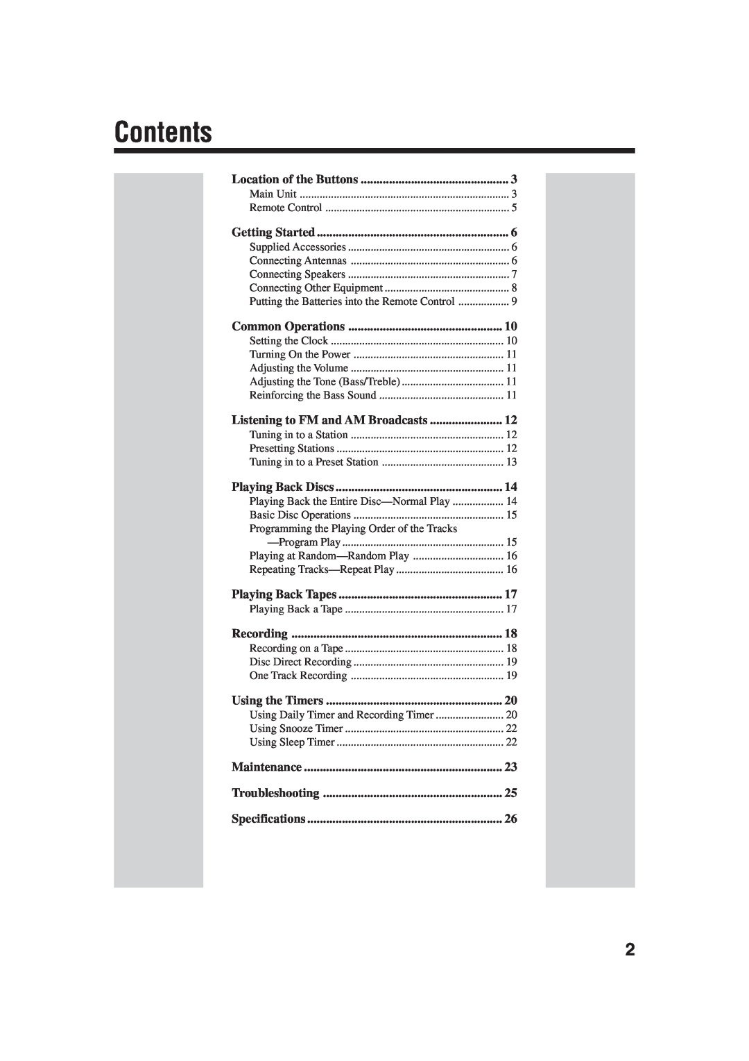 JVC FS-H35 manual Contents 