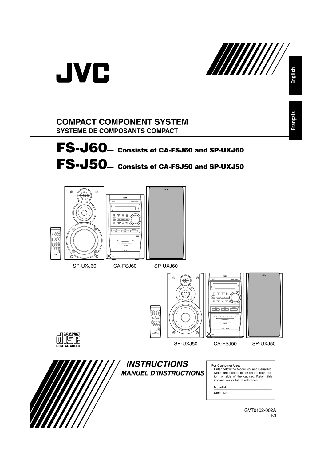 JVC FS-J60, FS-J50 manual Instructions 