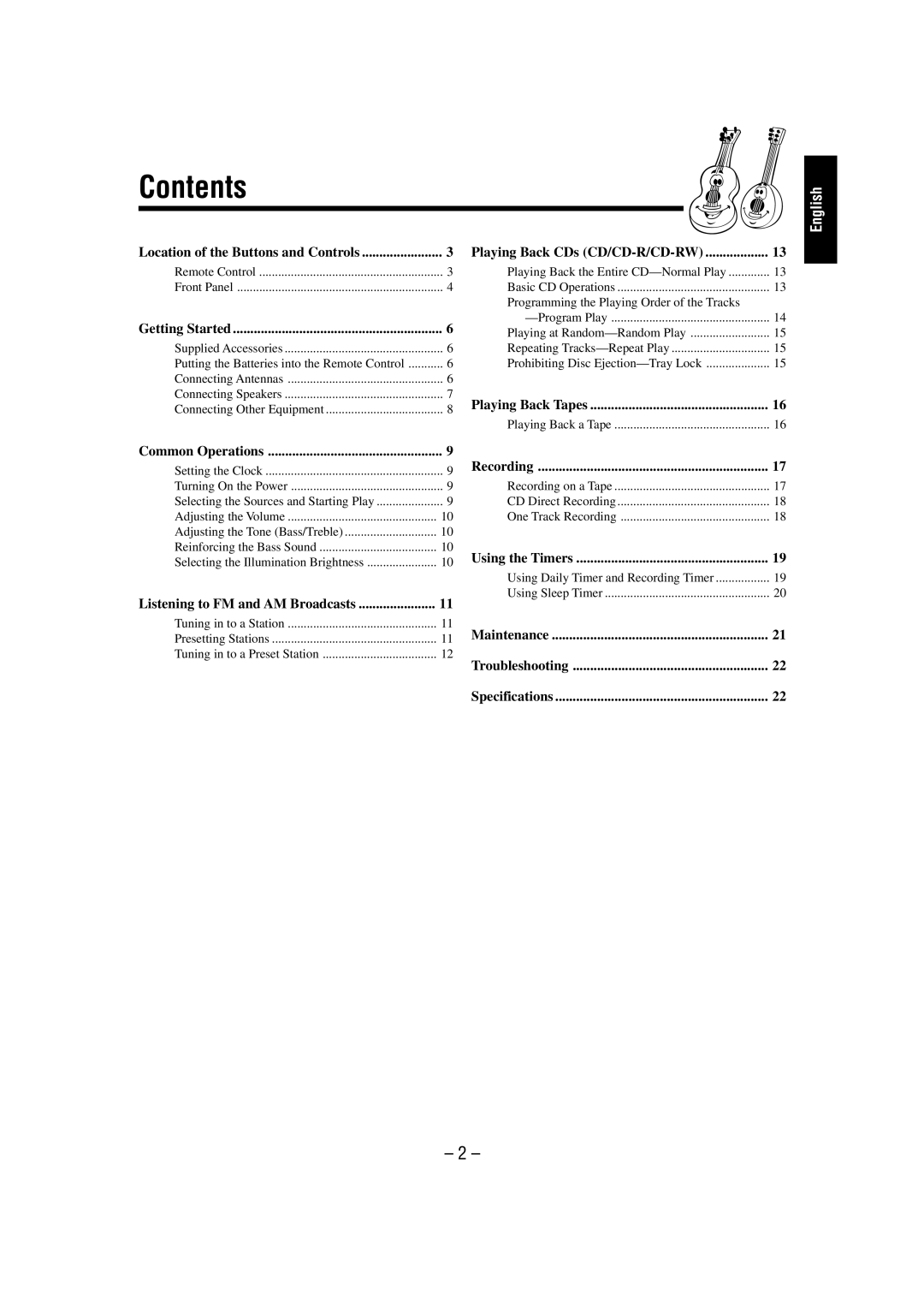 JVC FS-L30 manual Contents 