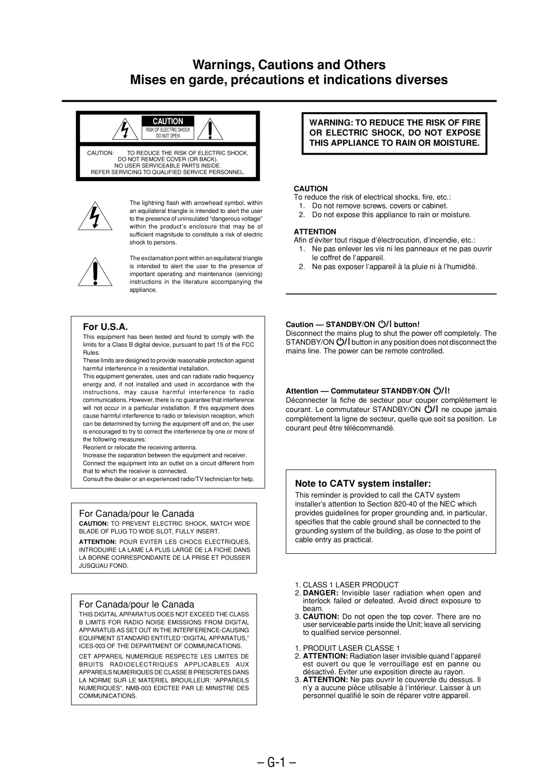 JVC FS-M3 manual Mises en garde, précautions et indications diverses 