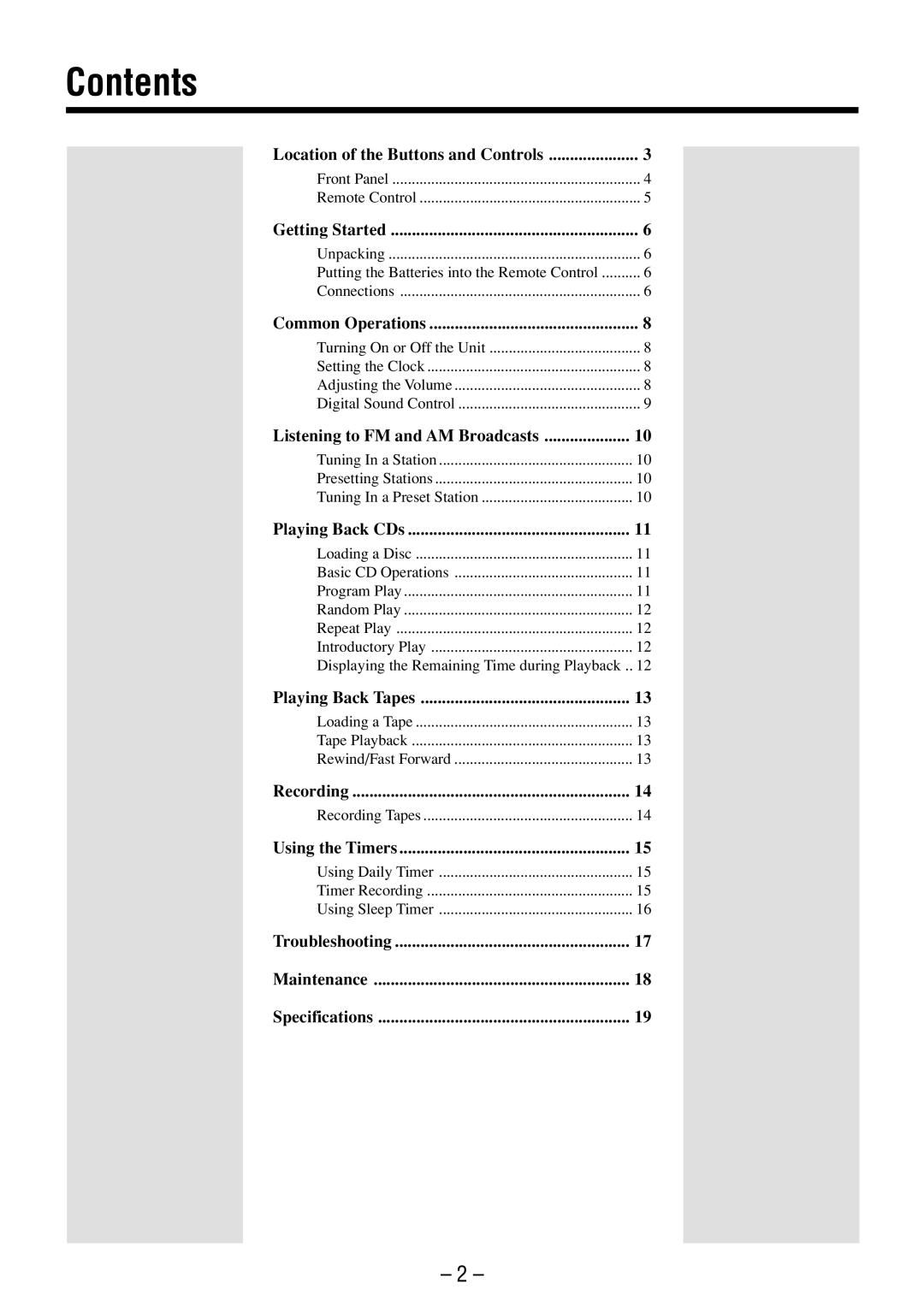 JVC FS-M3 manual Contents 