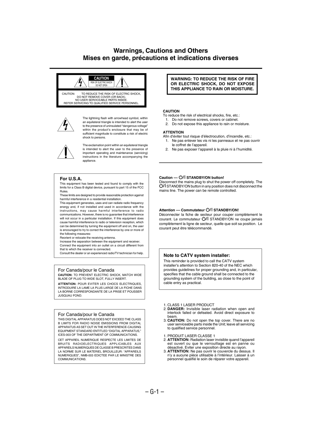 JVC FS-M5 manual Mises en garde, précautions et indications diverses 