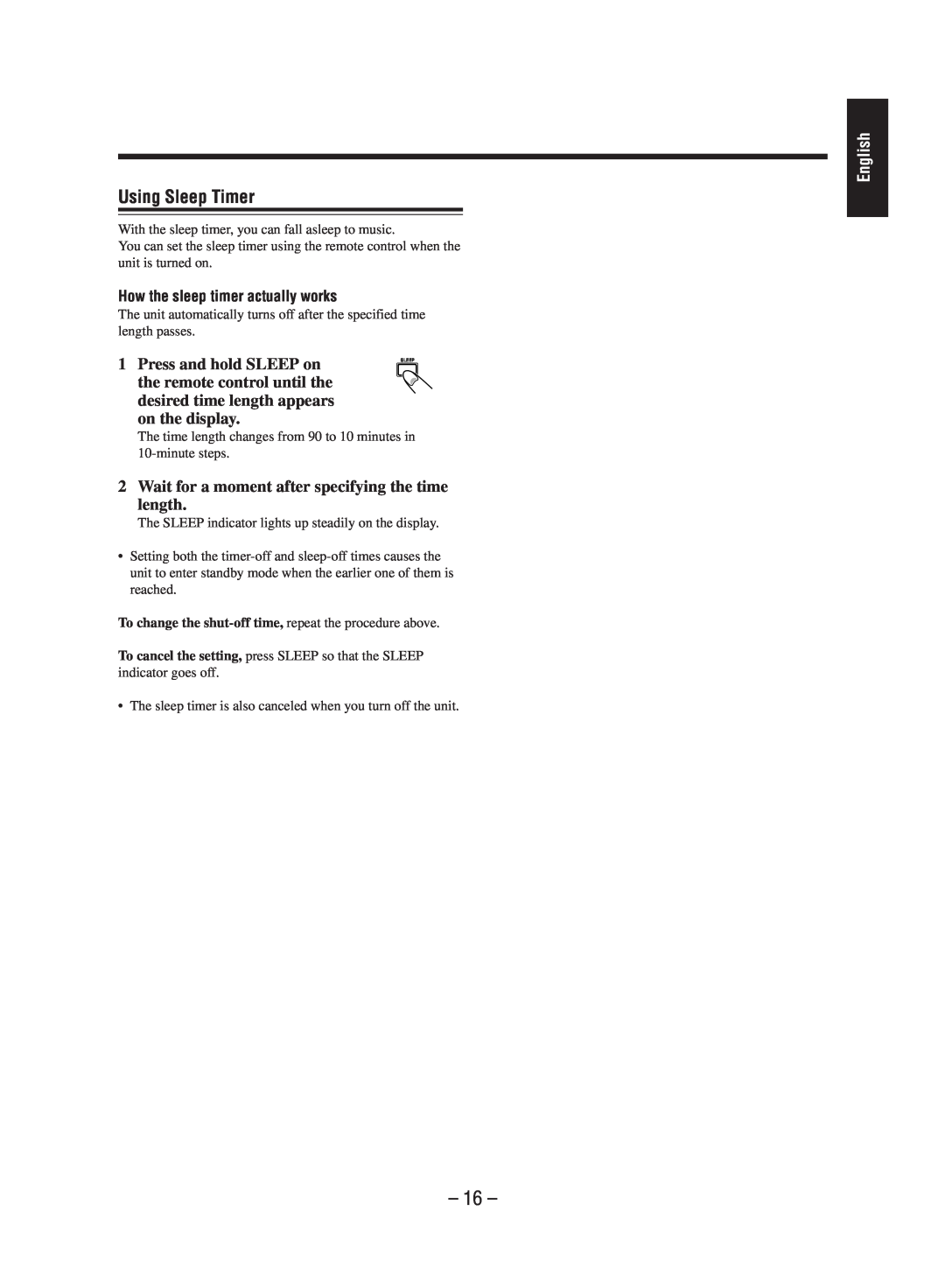 JVC FS-M5 manual Using Sleep Timer, English 