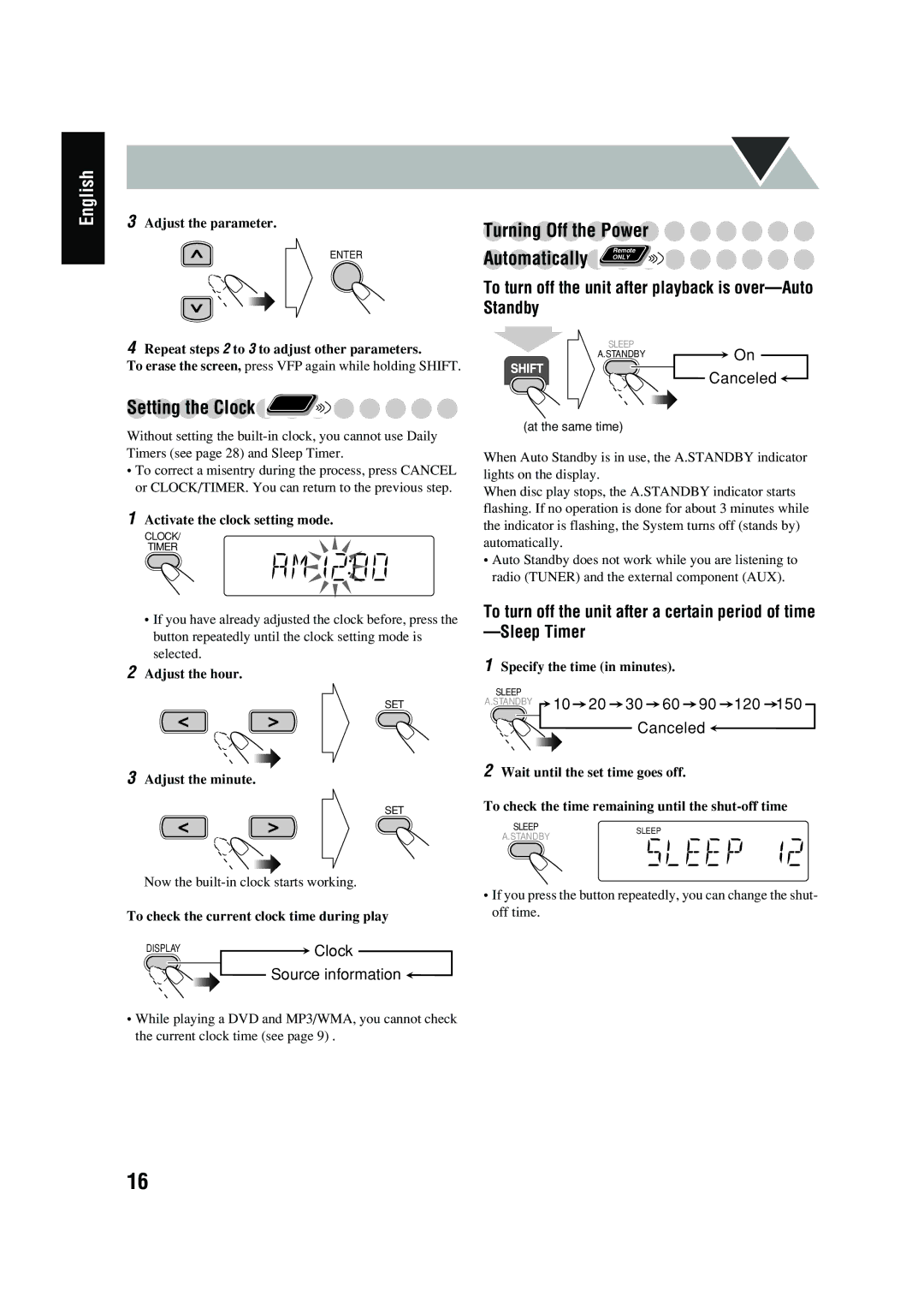 JVC FS-P550 manual Standby, To turn off the unit after playback is over-Auto 