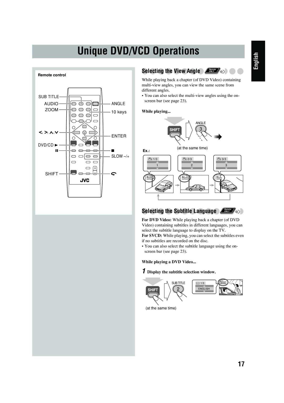 JVC FS-P550 manual Unique DVD/VCD Operations, While playing 